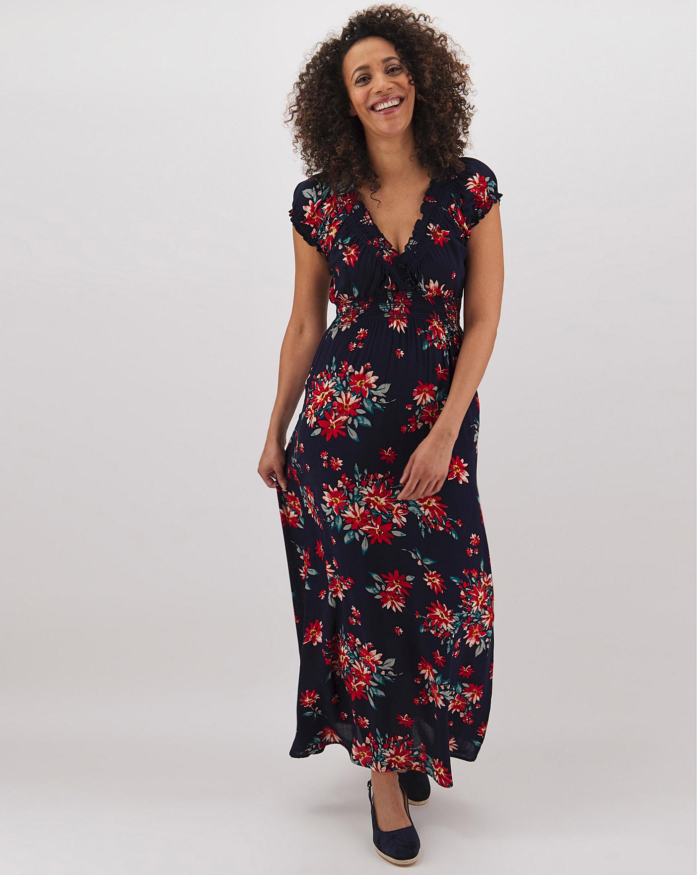floral print v neck maxi dress