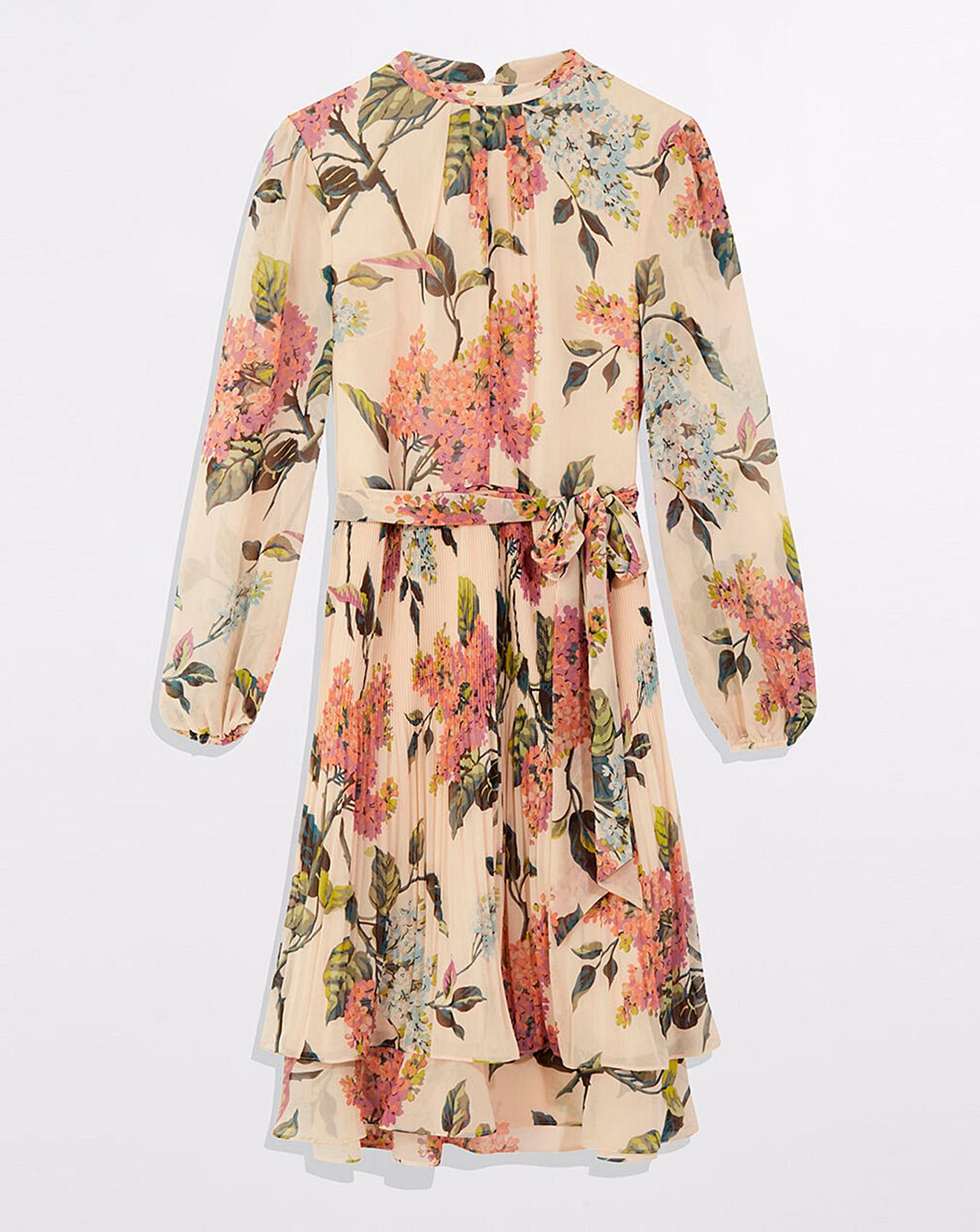 oasis floral pleated midi dress