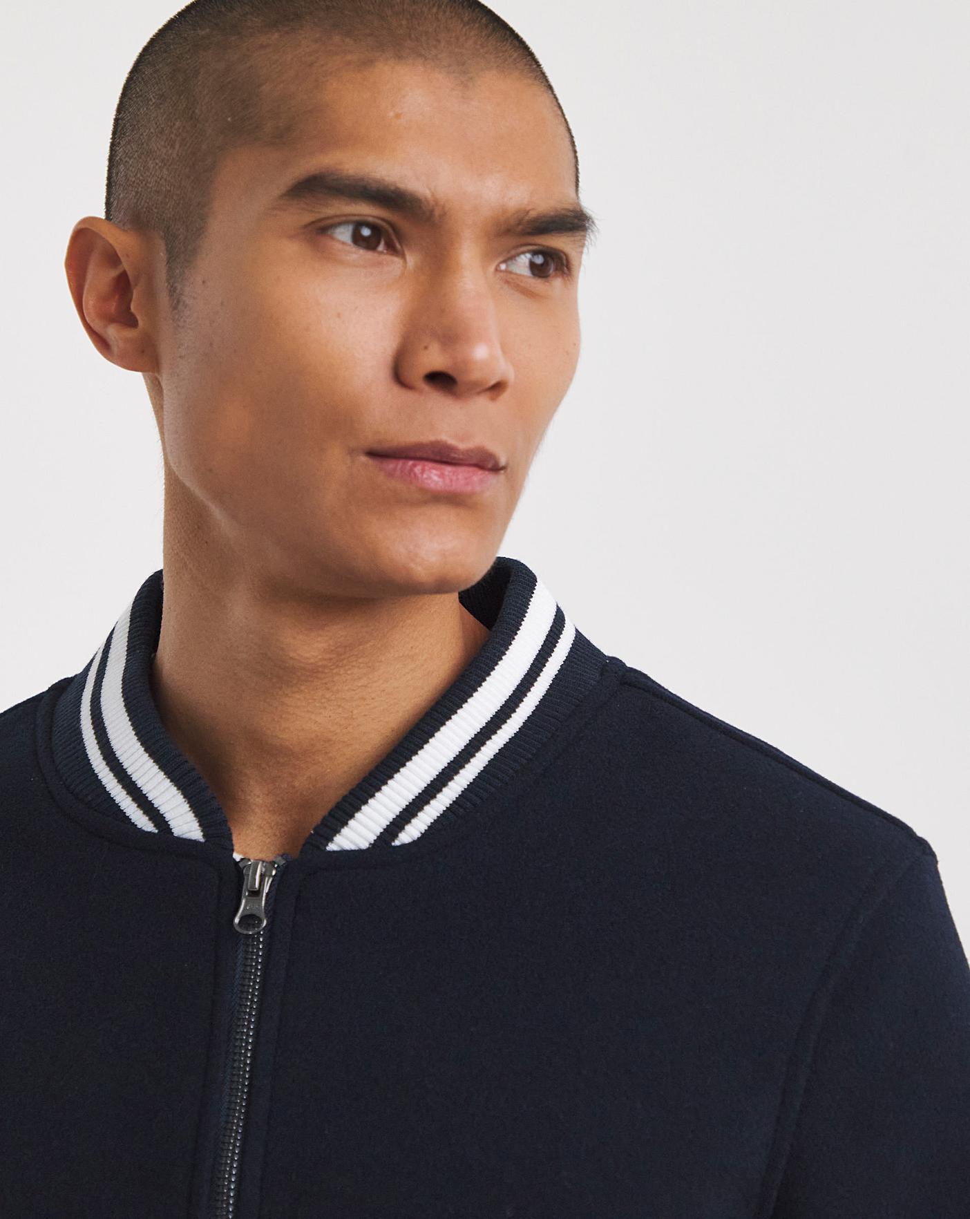 Navy Varsity Bomber Jacket | Premier Man