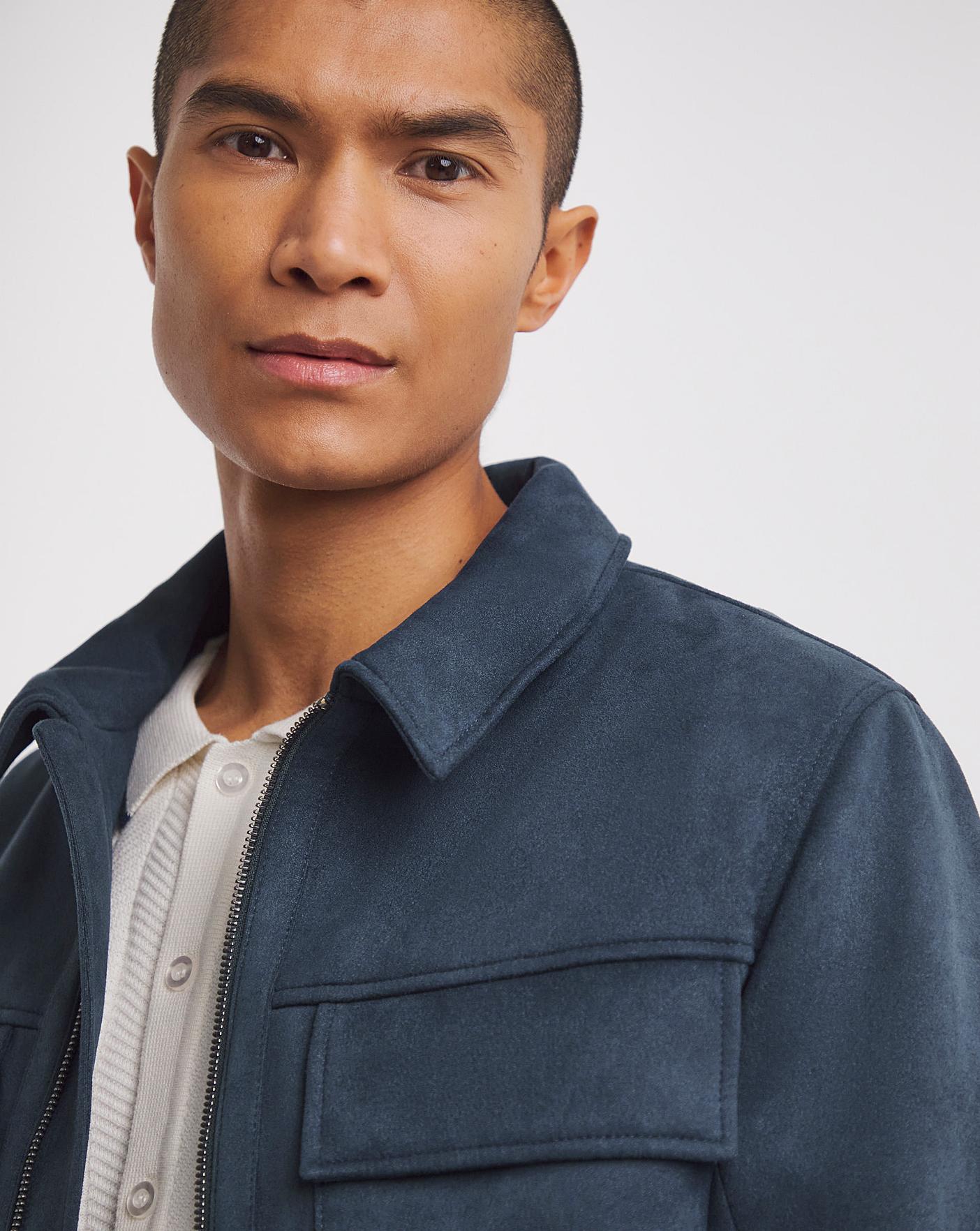 Navy Faux Suede Zip Jacket J D Williams