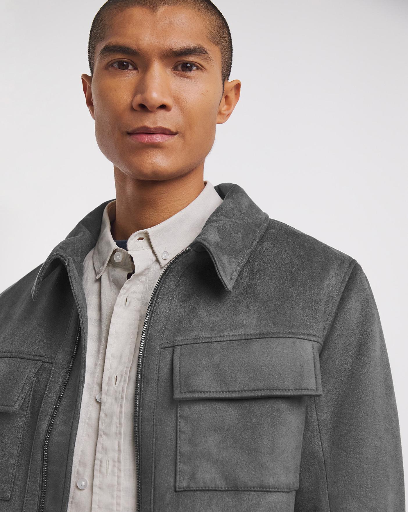 Mens suede jacket on sale grey