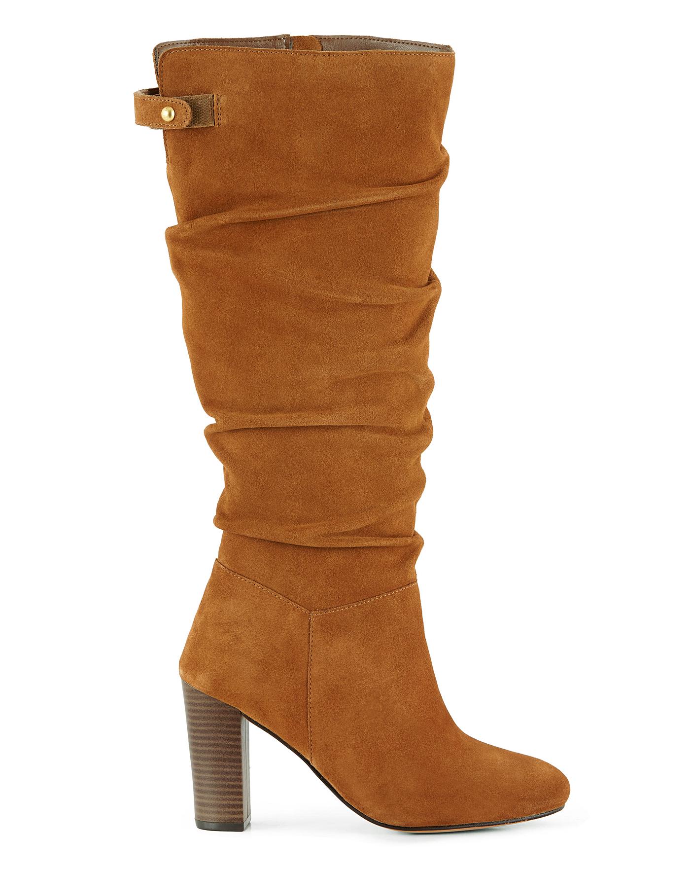 wide fit suede knee high boots