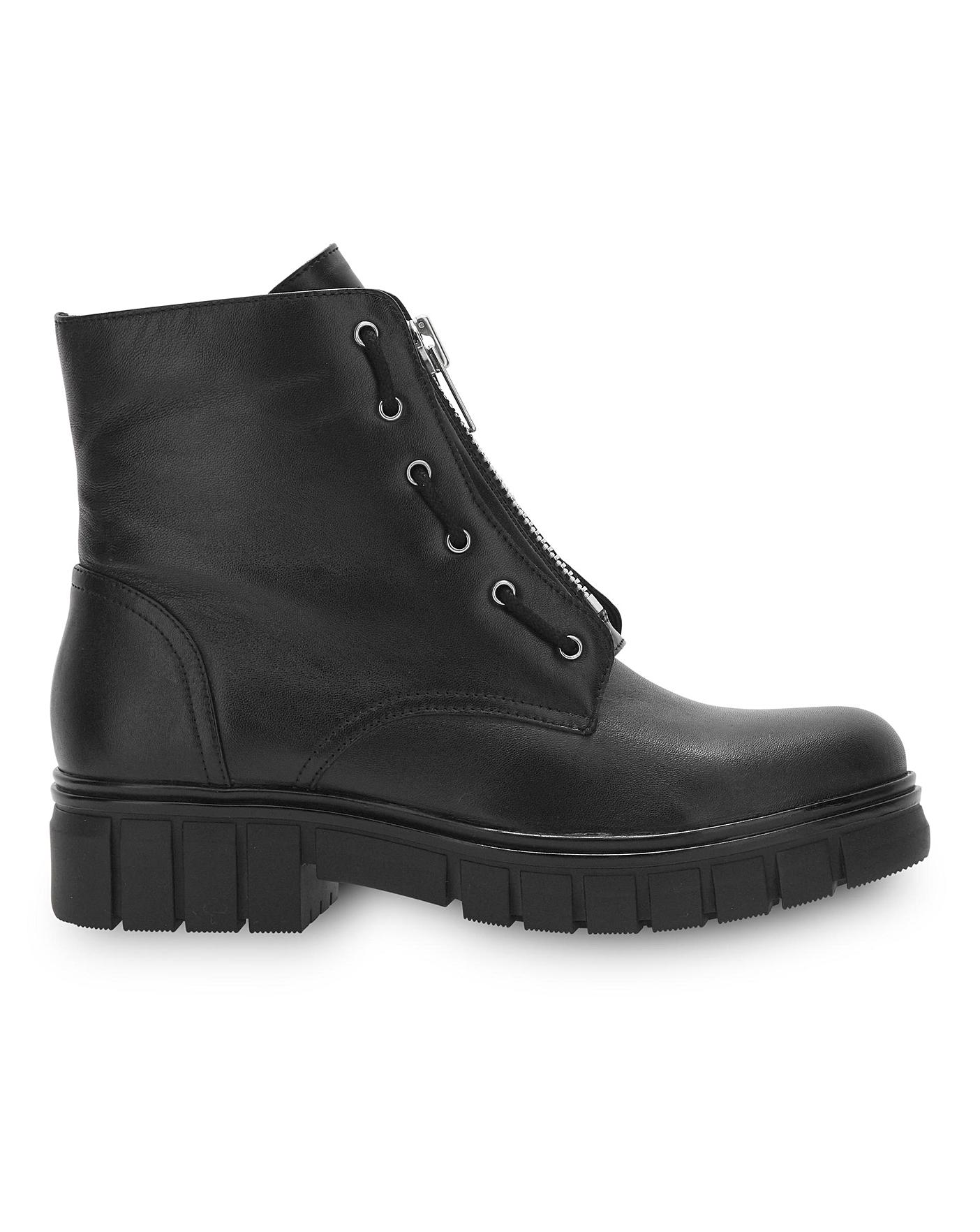 wide fit leather biker boots