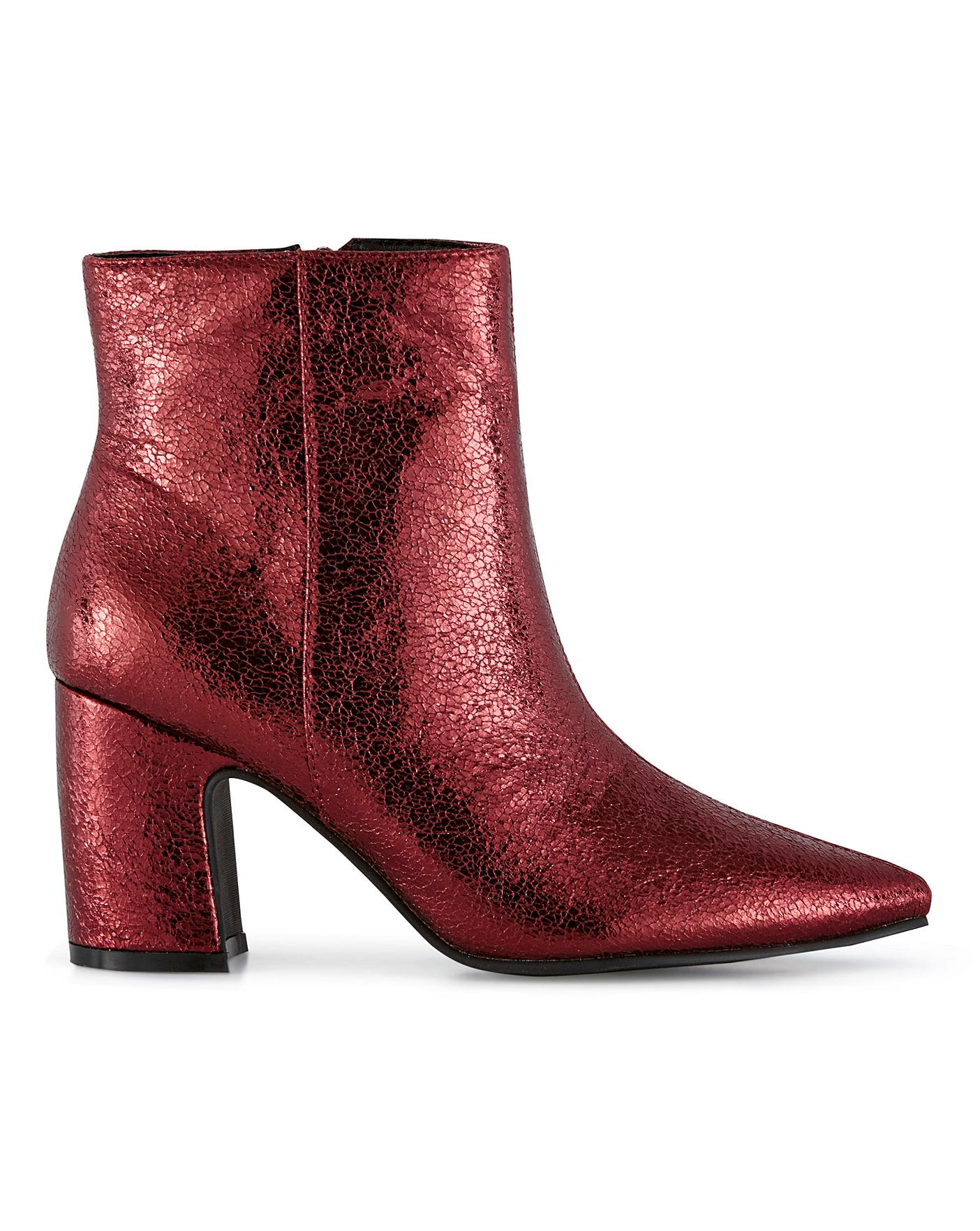 red wide fit ankle boots