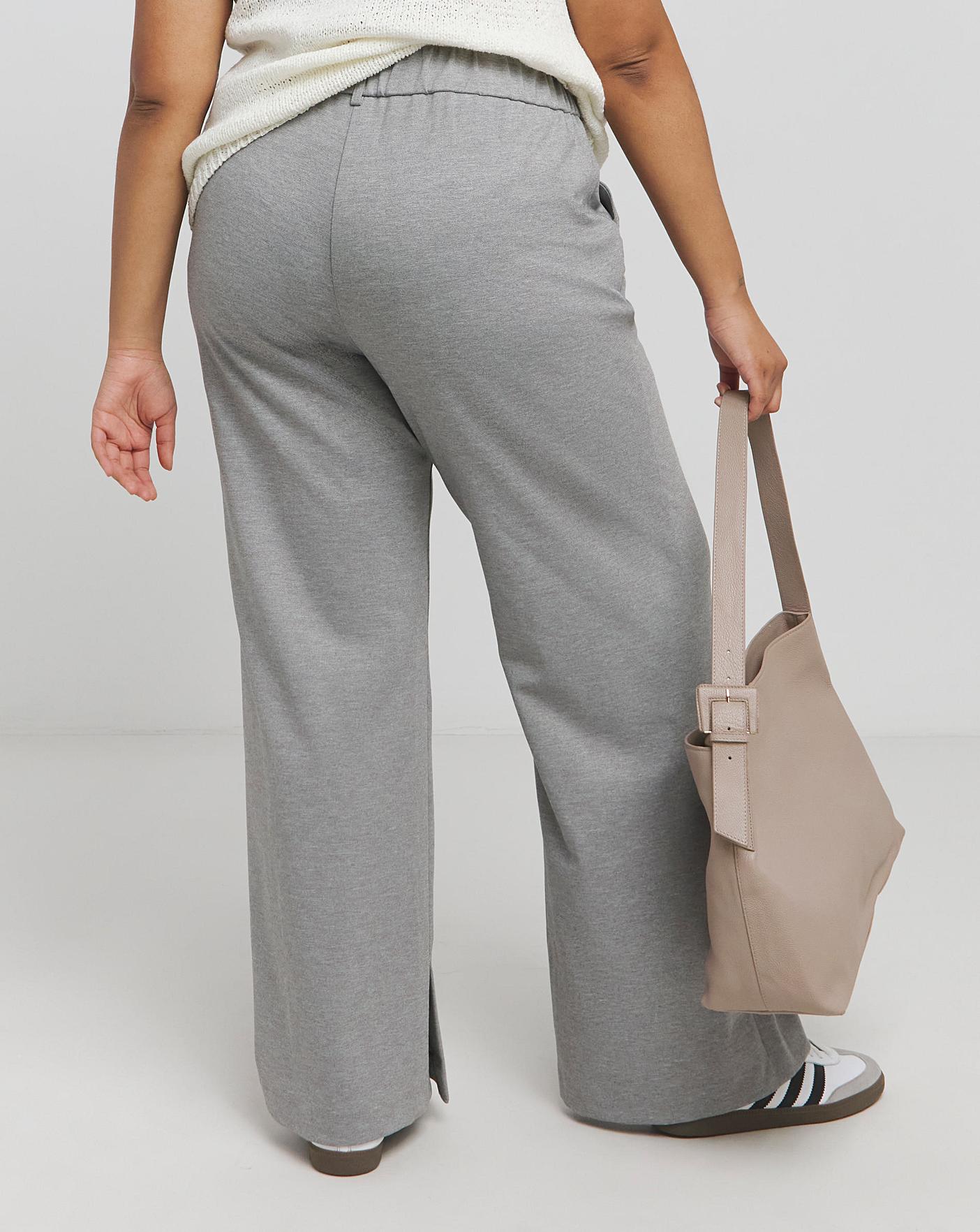 Grey Jersey Wide Leg Tailored Trouser Fashion World