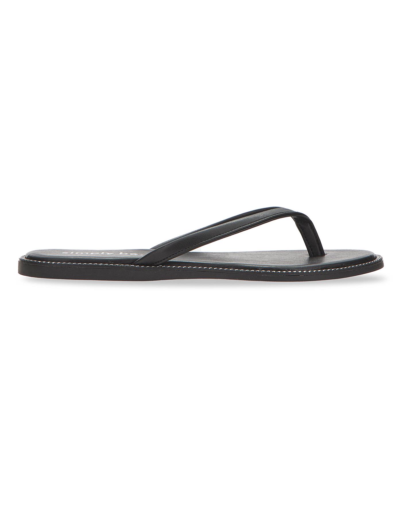 black flat toe post sandals