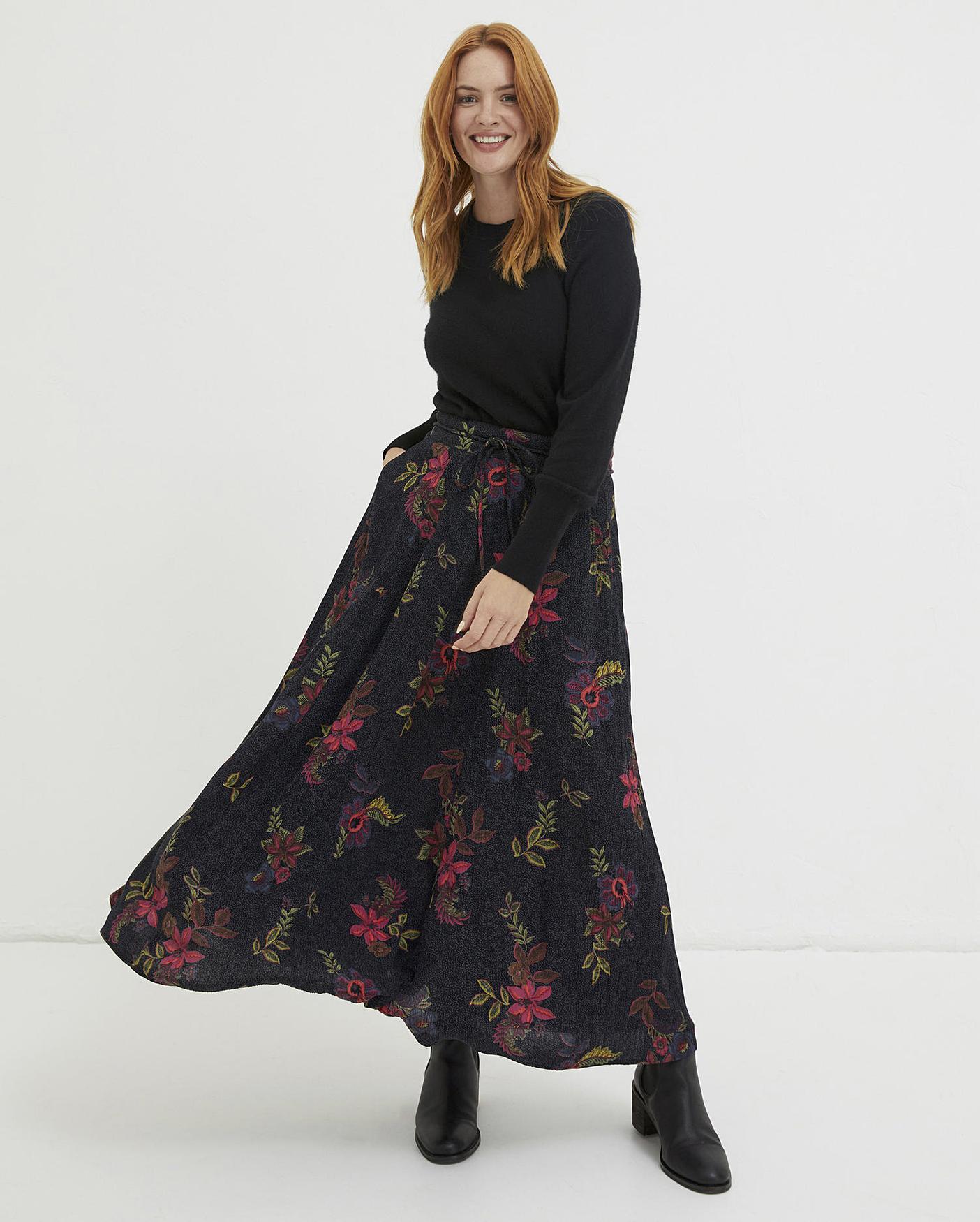 Long black hotsell floral skirt