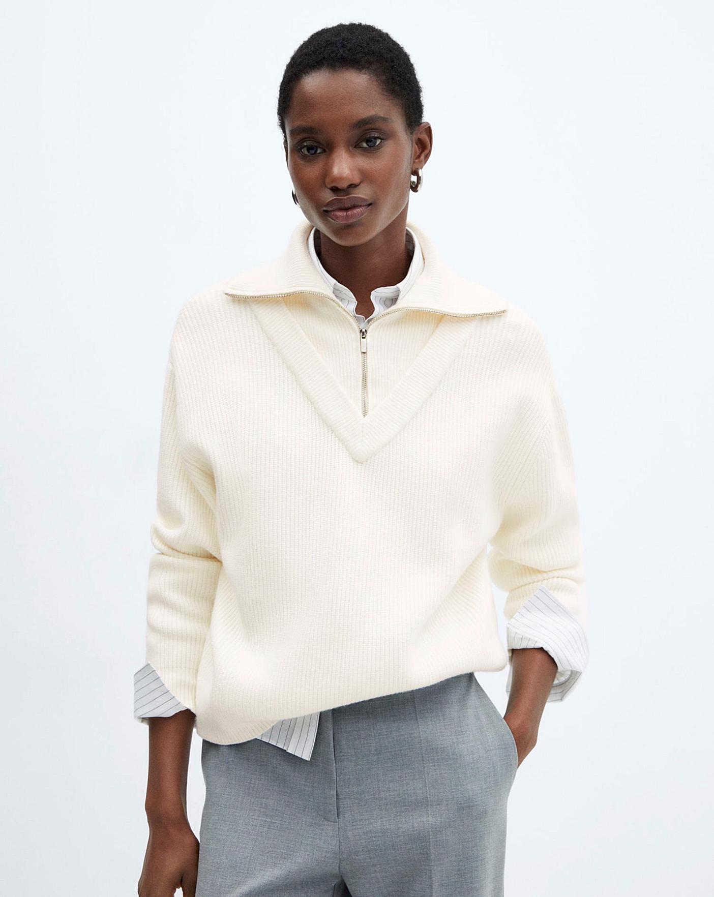 Mango Zip Neck Jumper | J D Williams