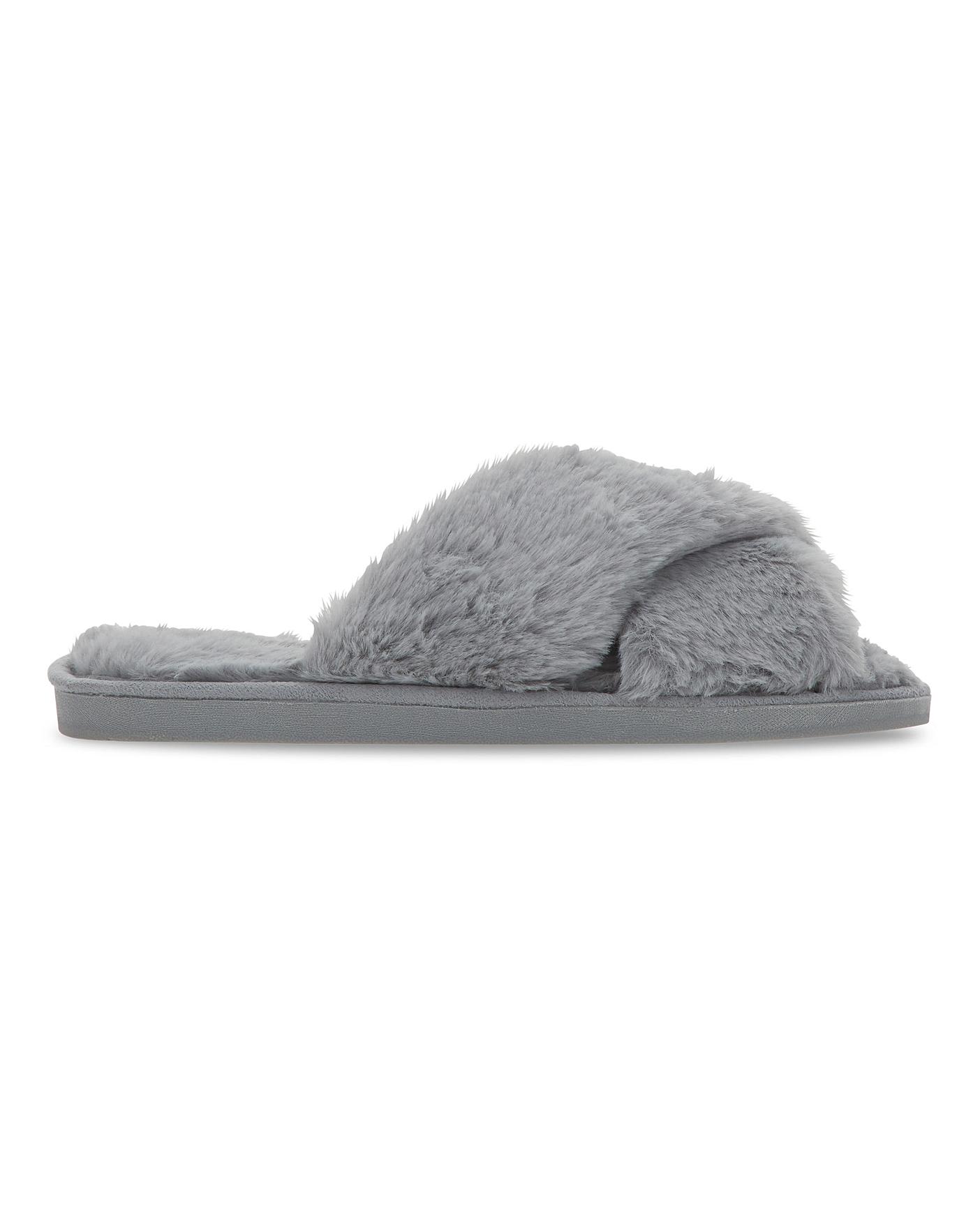 wide fit fluffy slippers