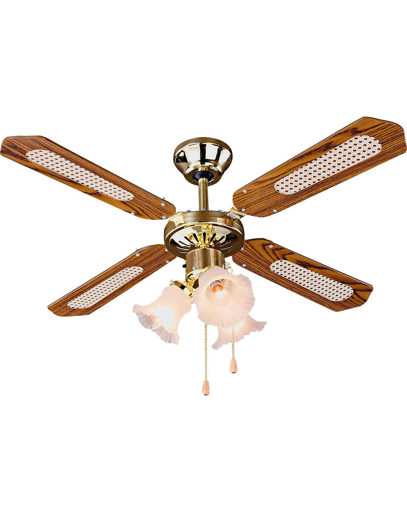 Decorative 3 Light Ceiling Fan Brass J D Williams