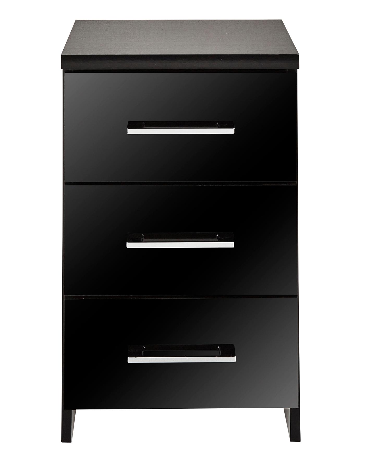 Riga Gloss 3 Drawer Bedside Table Oxendales
