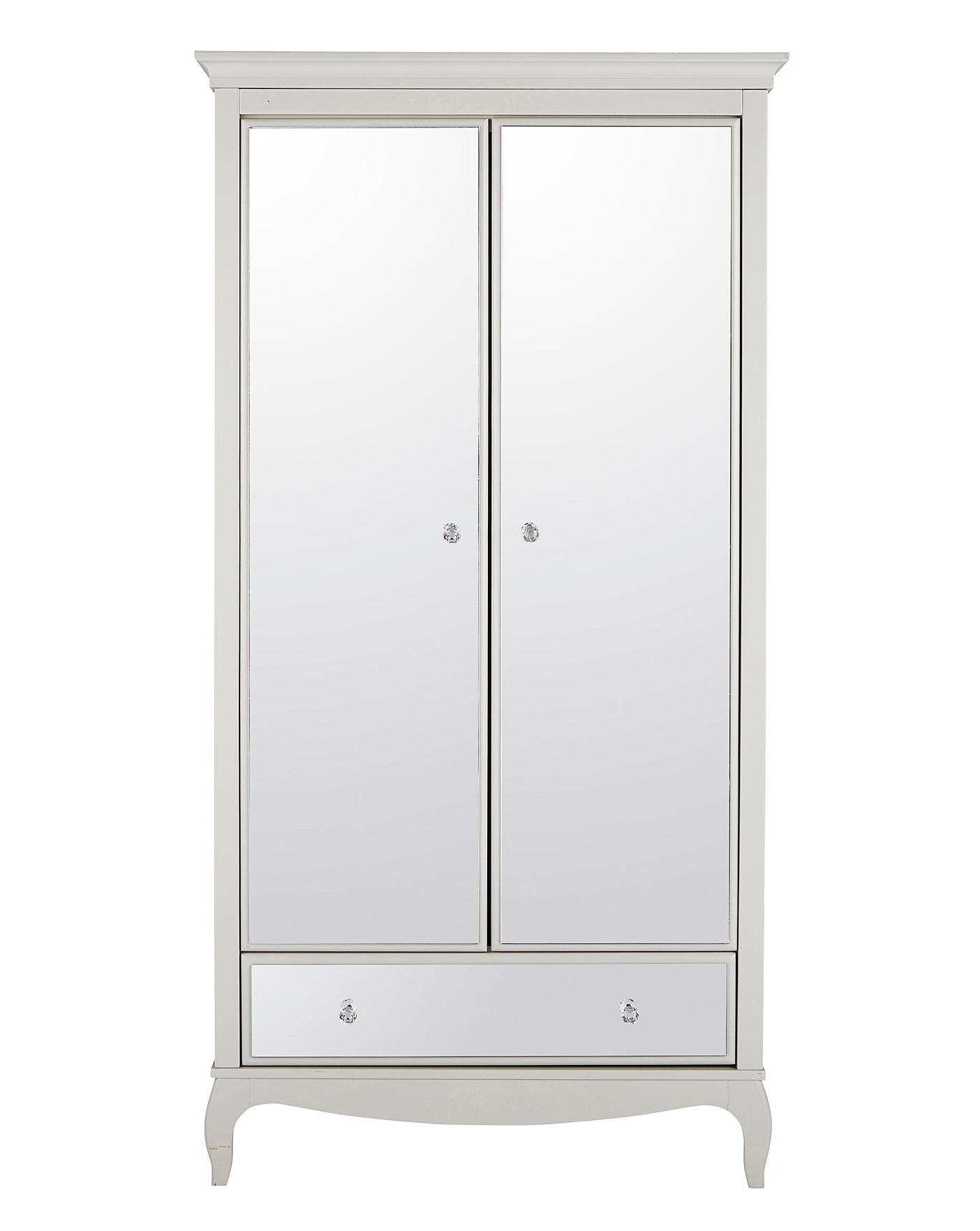 Elise Mirrored 2 Door 1 Drawer Wardrobe