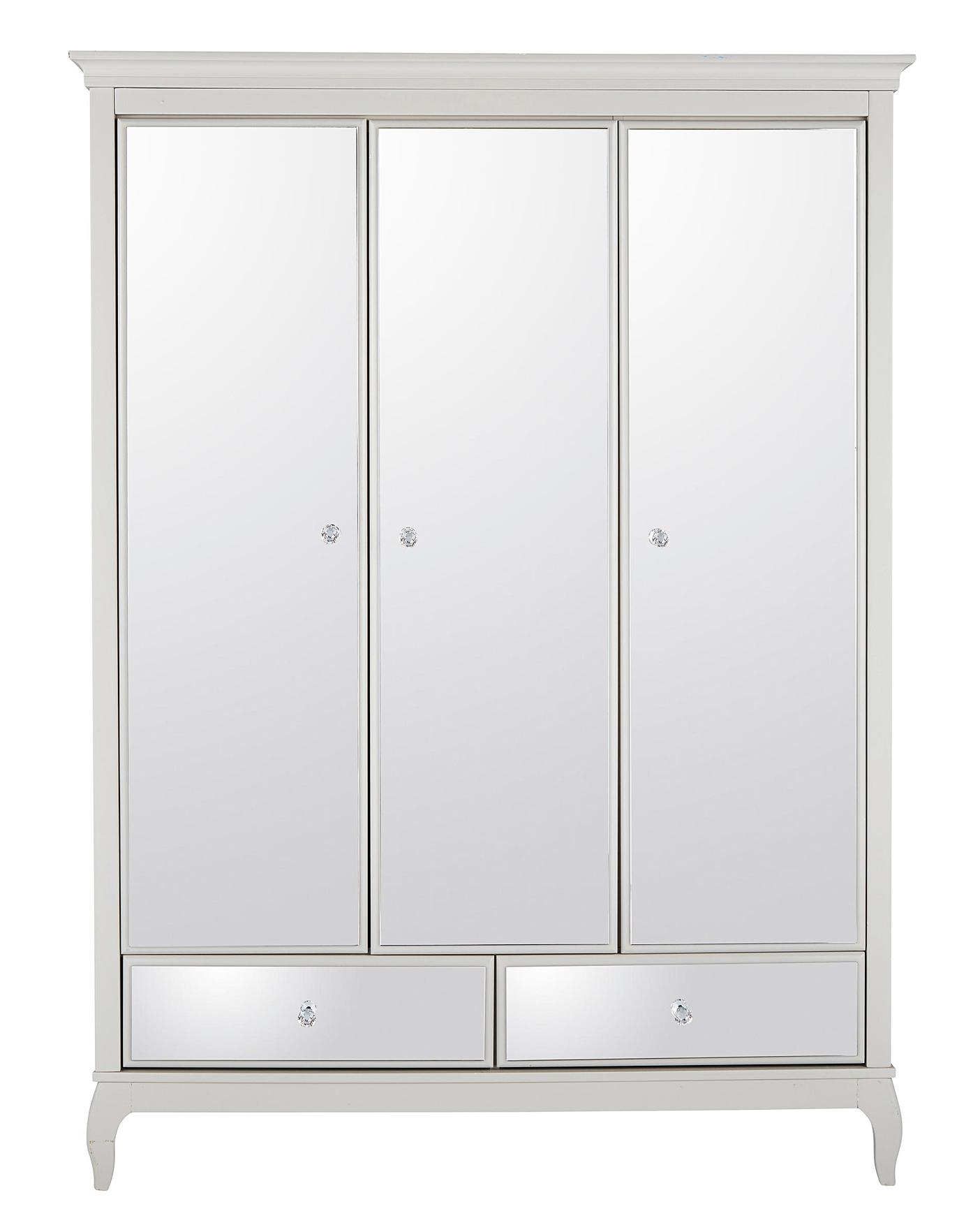 Elise Mirrored 3 Door 2 Drawer Wardrobe Oxendales