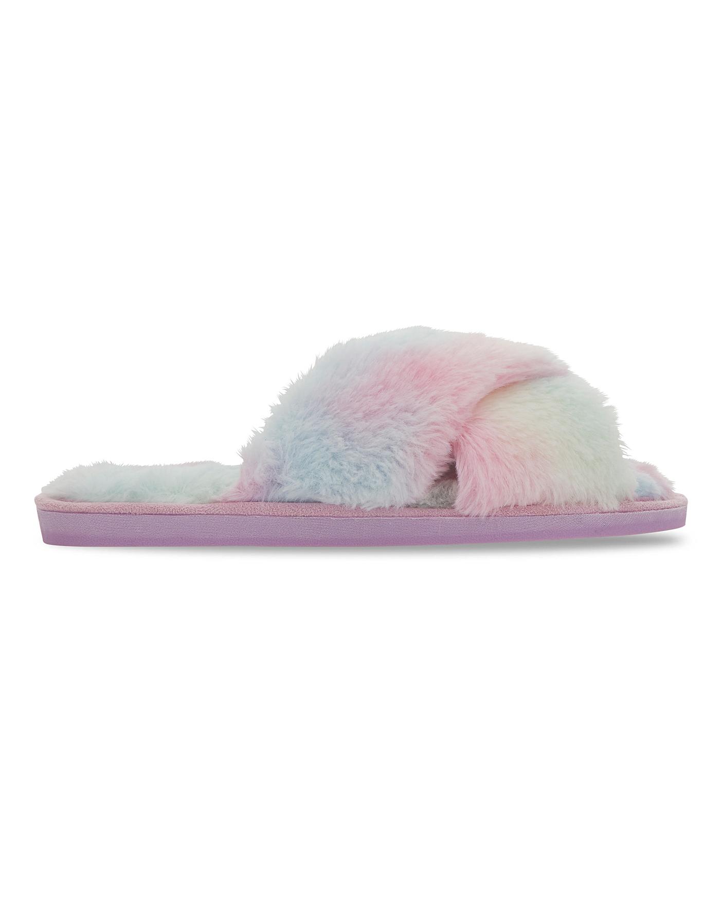 wide fit fluffy slippers