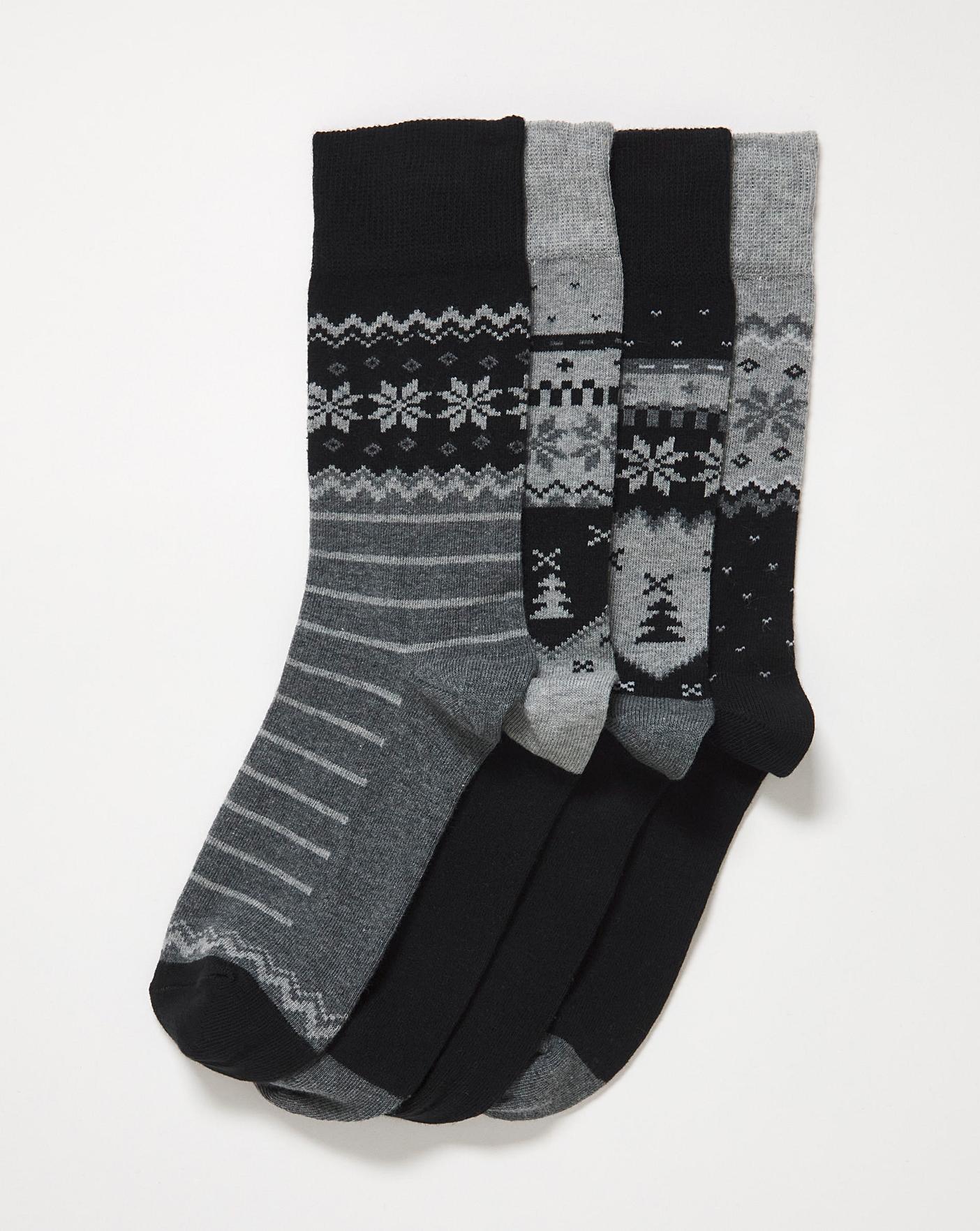 Pack Of 4 Mono Fairisle Socks | J D Williams