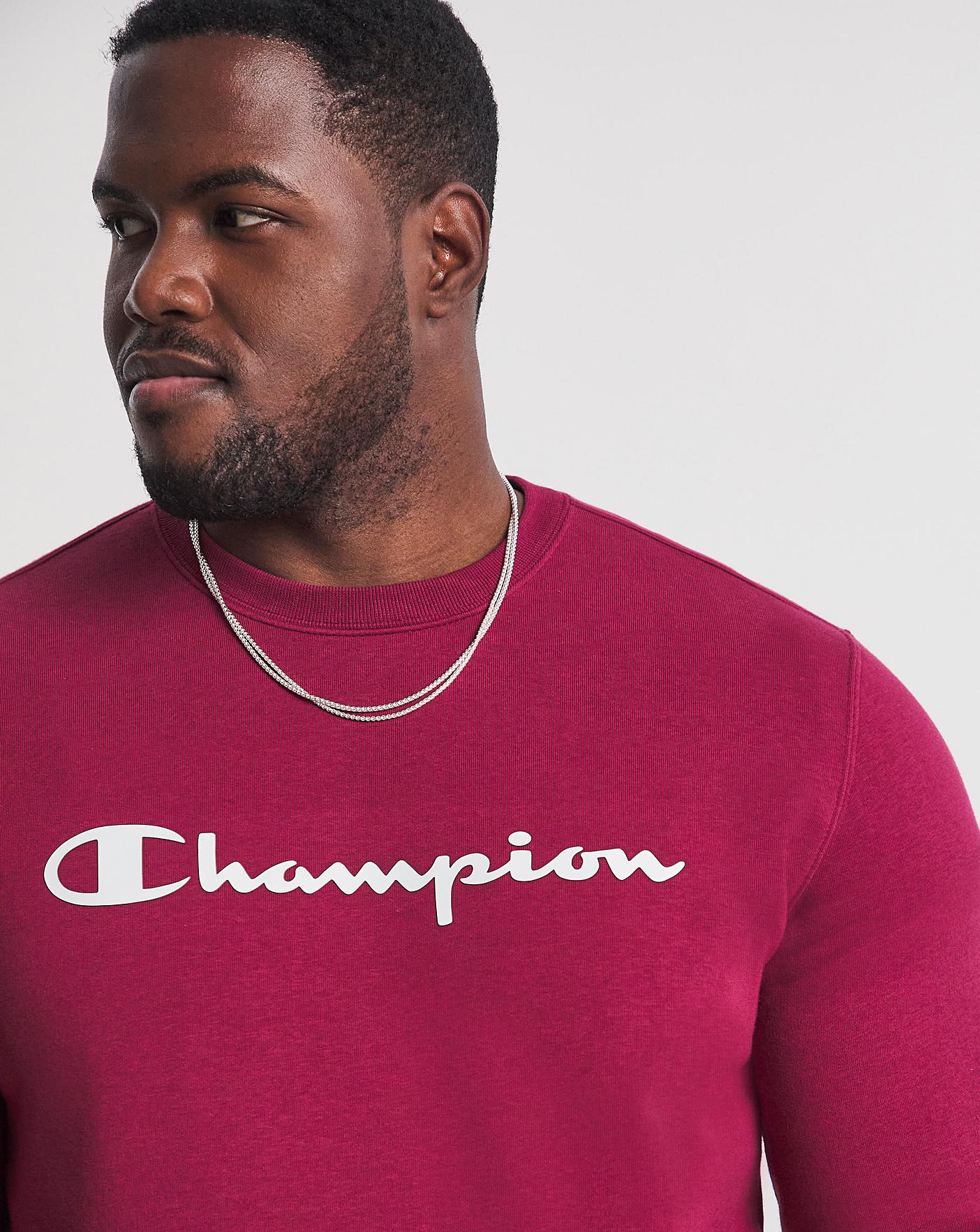 Champion script logo deals crew neck sweatshirt