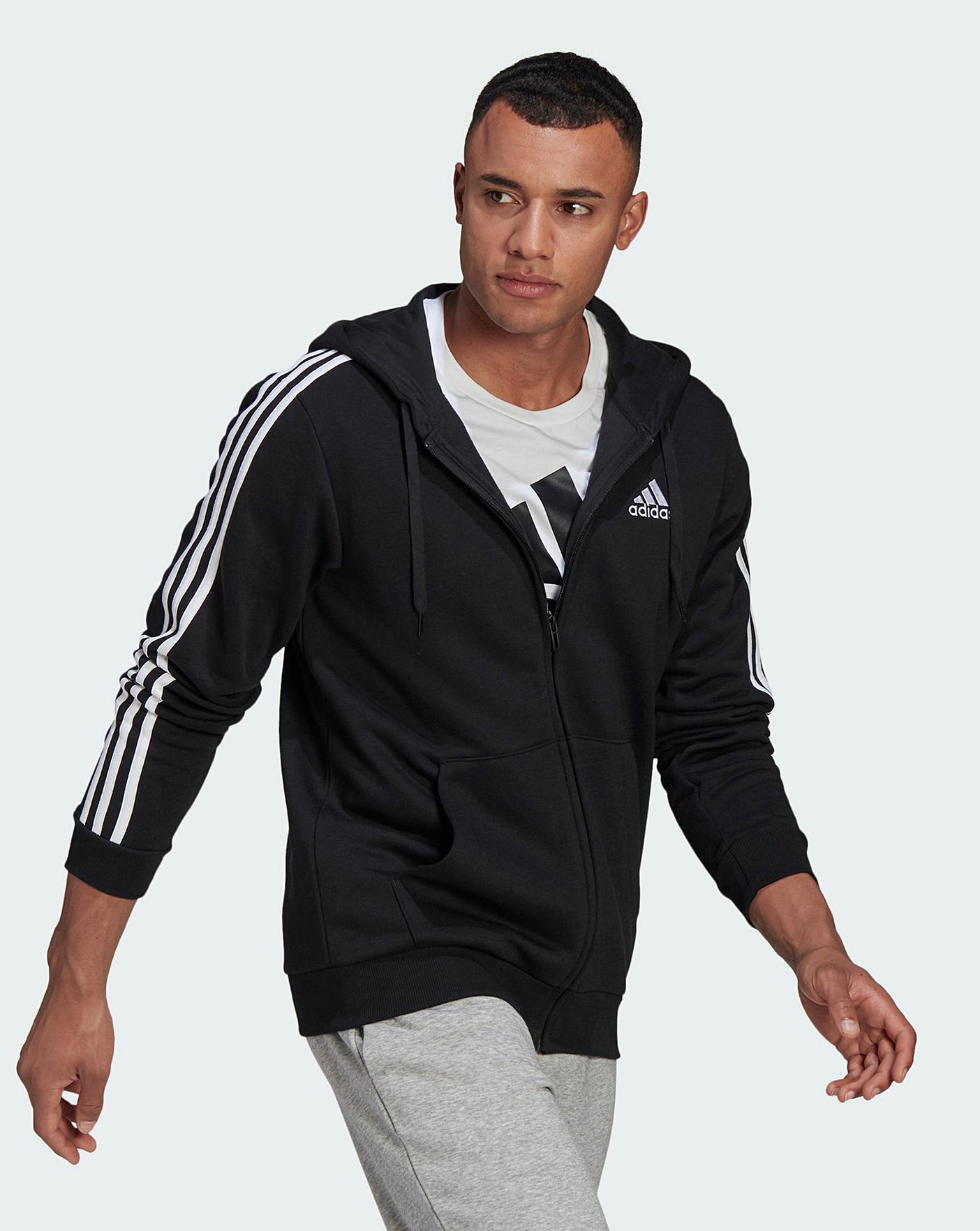 Adidas Men's Essentials Fleece 3-Stripes Full-Zip Hoodie