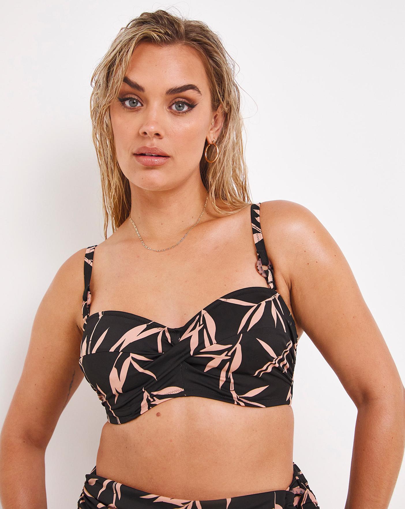 Luna Bay Bikini Top by Fantasie, Black Print, Balconette Bikini