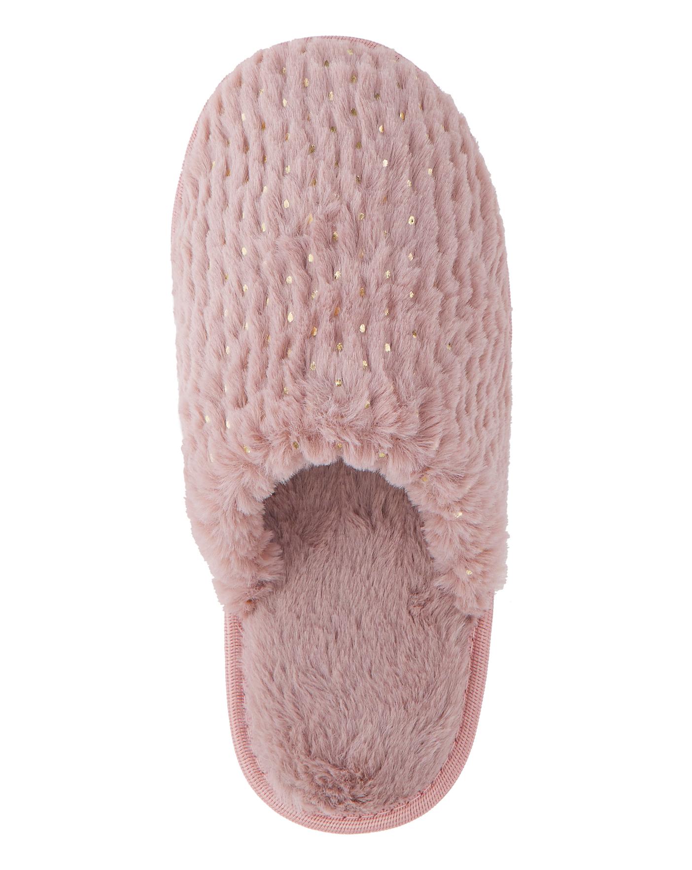 Fluffy Mule Slippers EEE Fit J D Williams