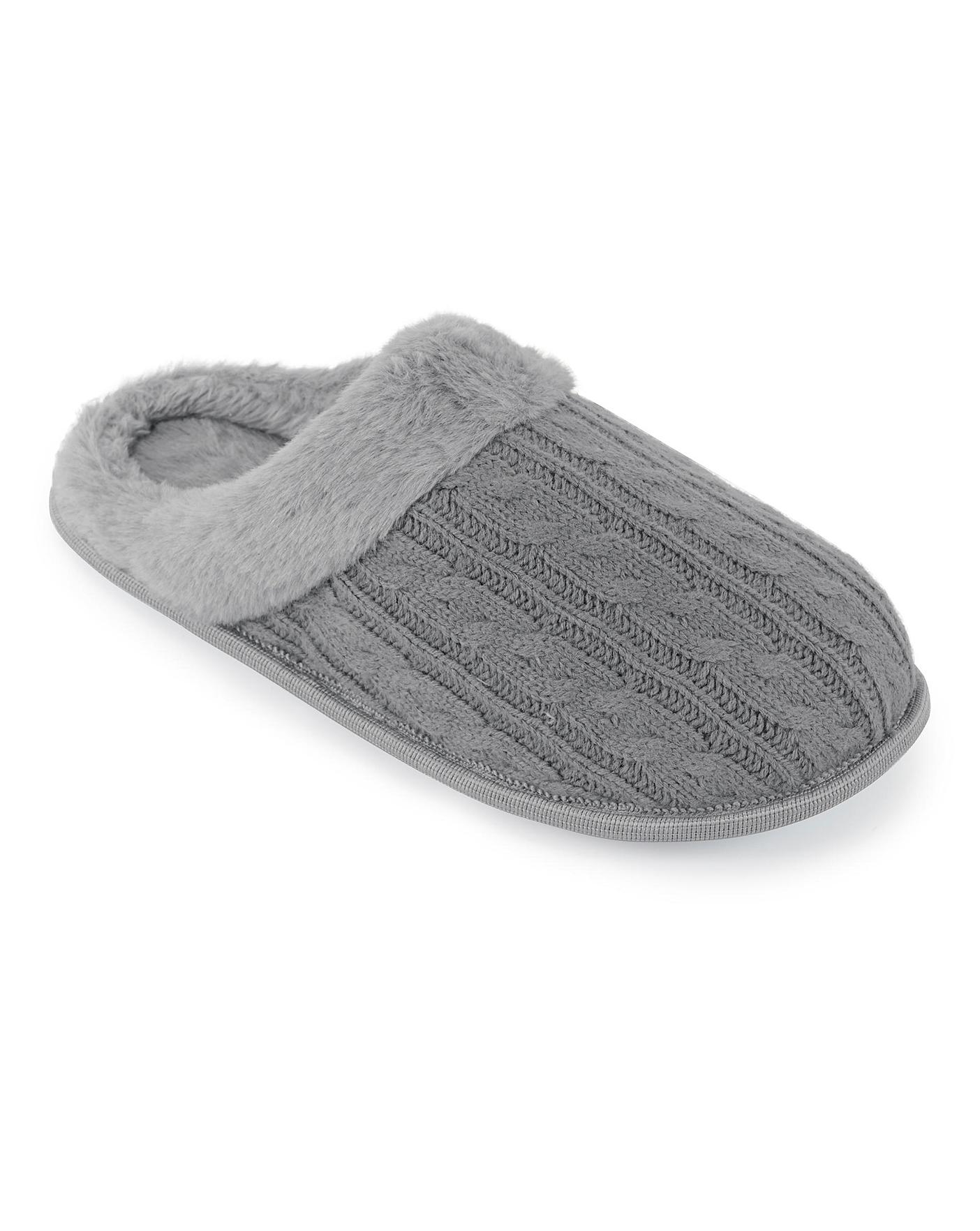 Cable Knit Mule Slippers EEE Fit J D Williams