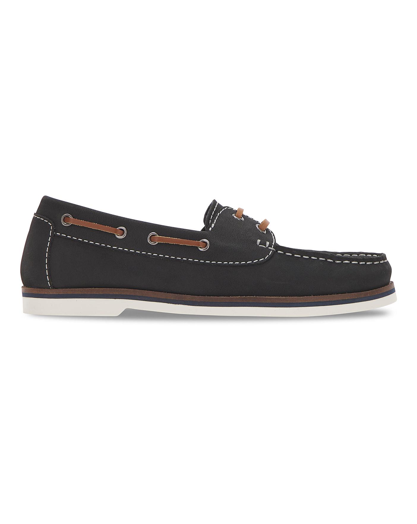 Leather Lace Up Boat Shoes EEE Fit | J D Williams