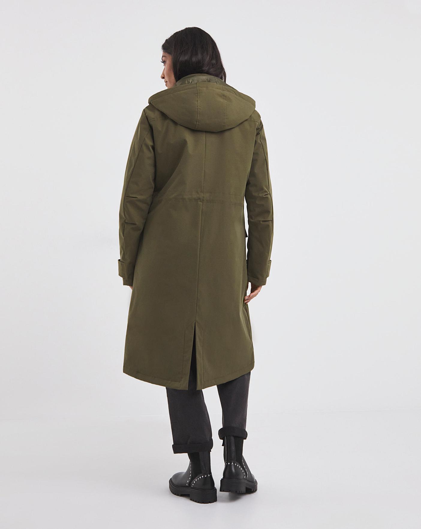 Khaki Quilt Lined Shower Resist Parka | Fashion World