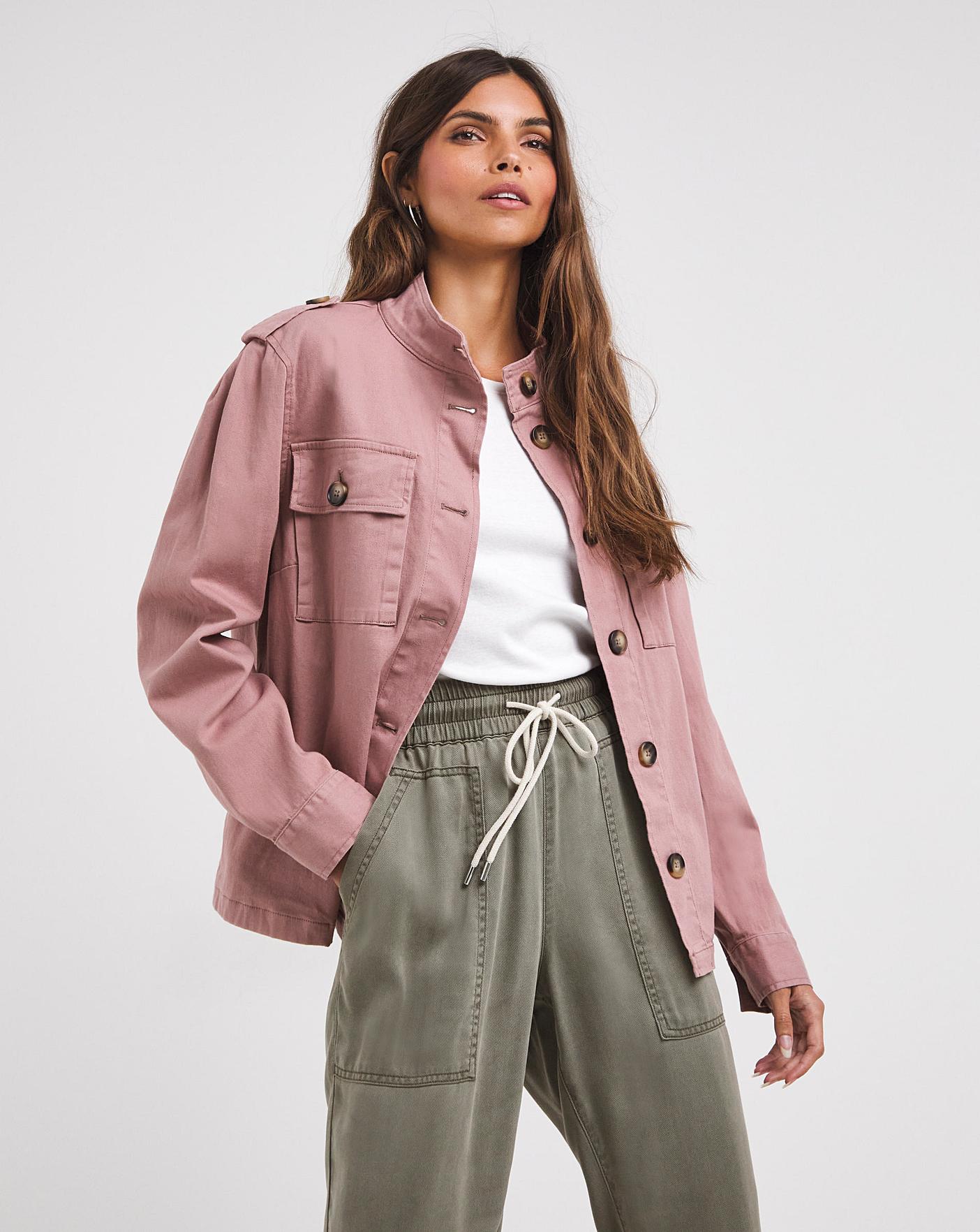 Blush Boxy Washed Utility Jacket