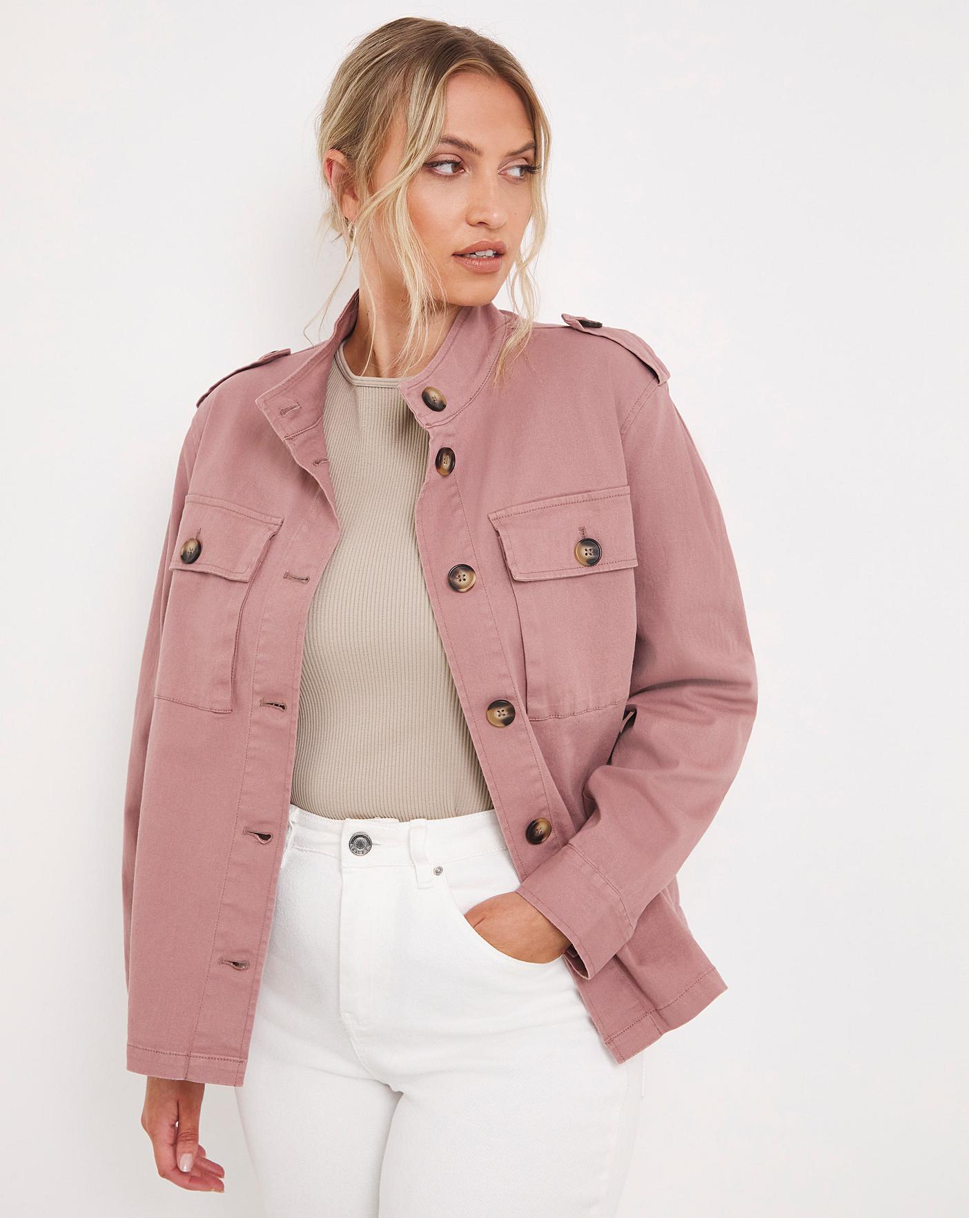 Blush Boxy Washed Utility Jacket | Simply Be