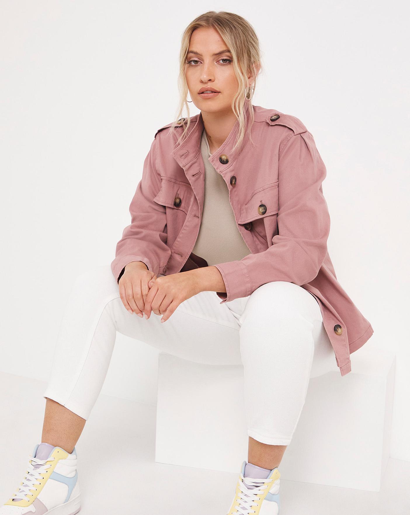 Blush Boxy Washed Utility Jacket | Simply Be