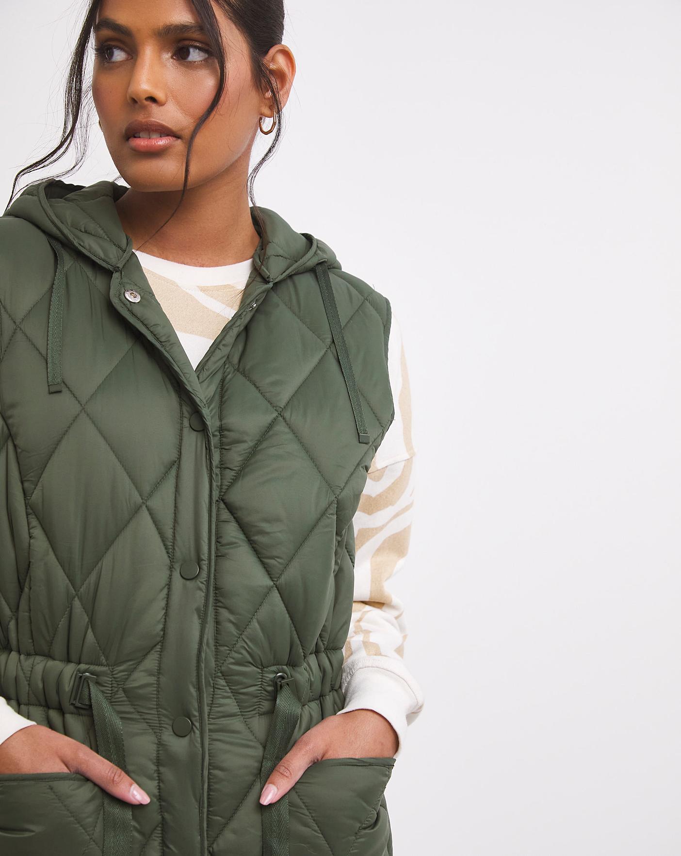 Khaki Adjustable Quilted Gilet J D Williams