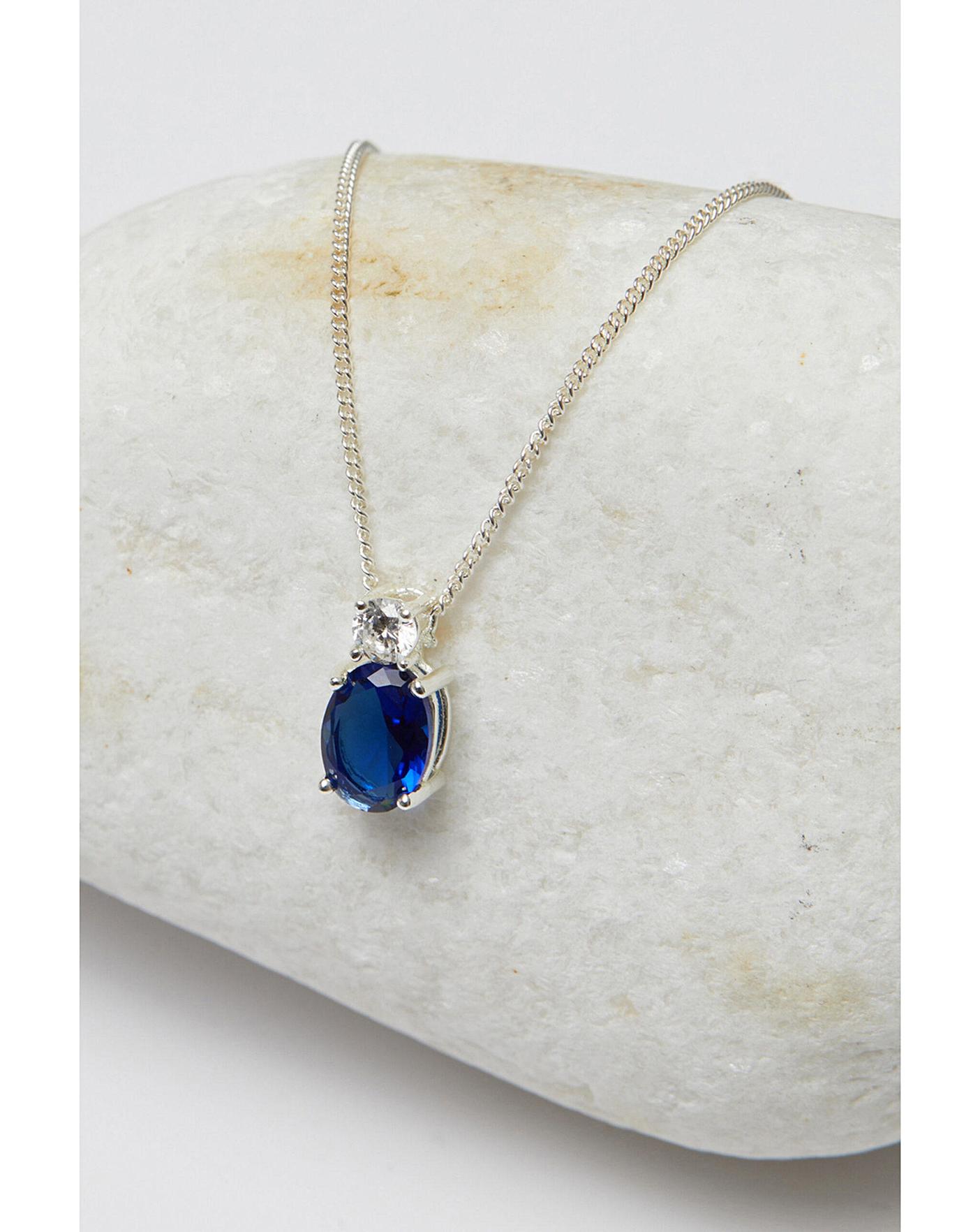 Simply Silver Mini Sapphire Necklace Simply Be