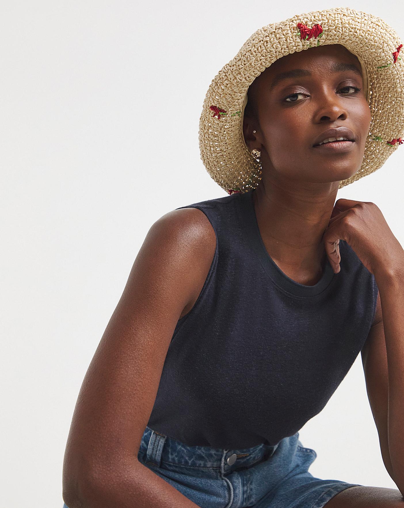 Cherry Embroidered Raffia Hat | Oxendales
