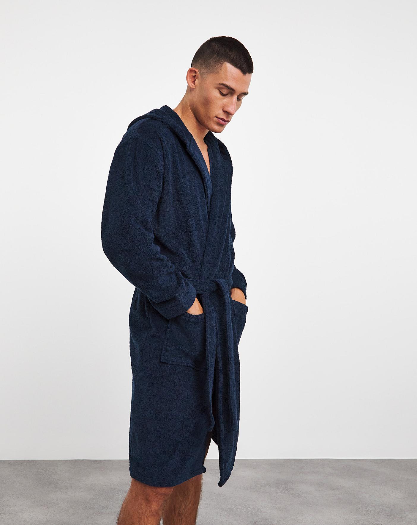 Mens towelling hooded dressing on sale gown