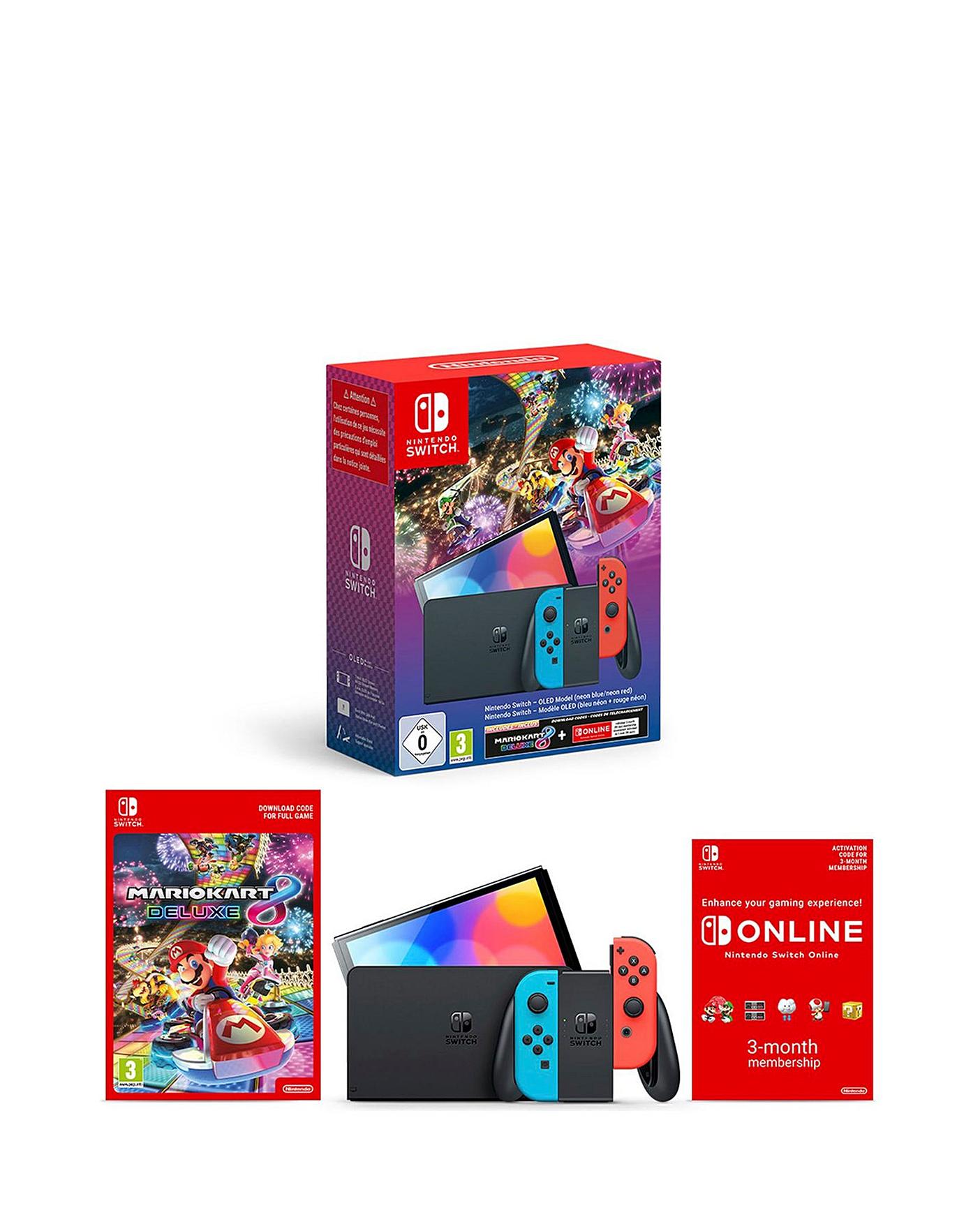 New Nintendo Switch OLED Console + Free Games + Neon Joy Con Controllers