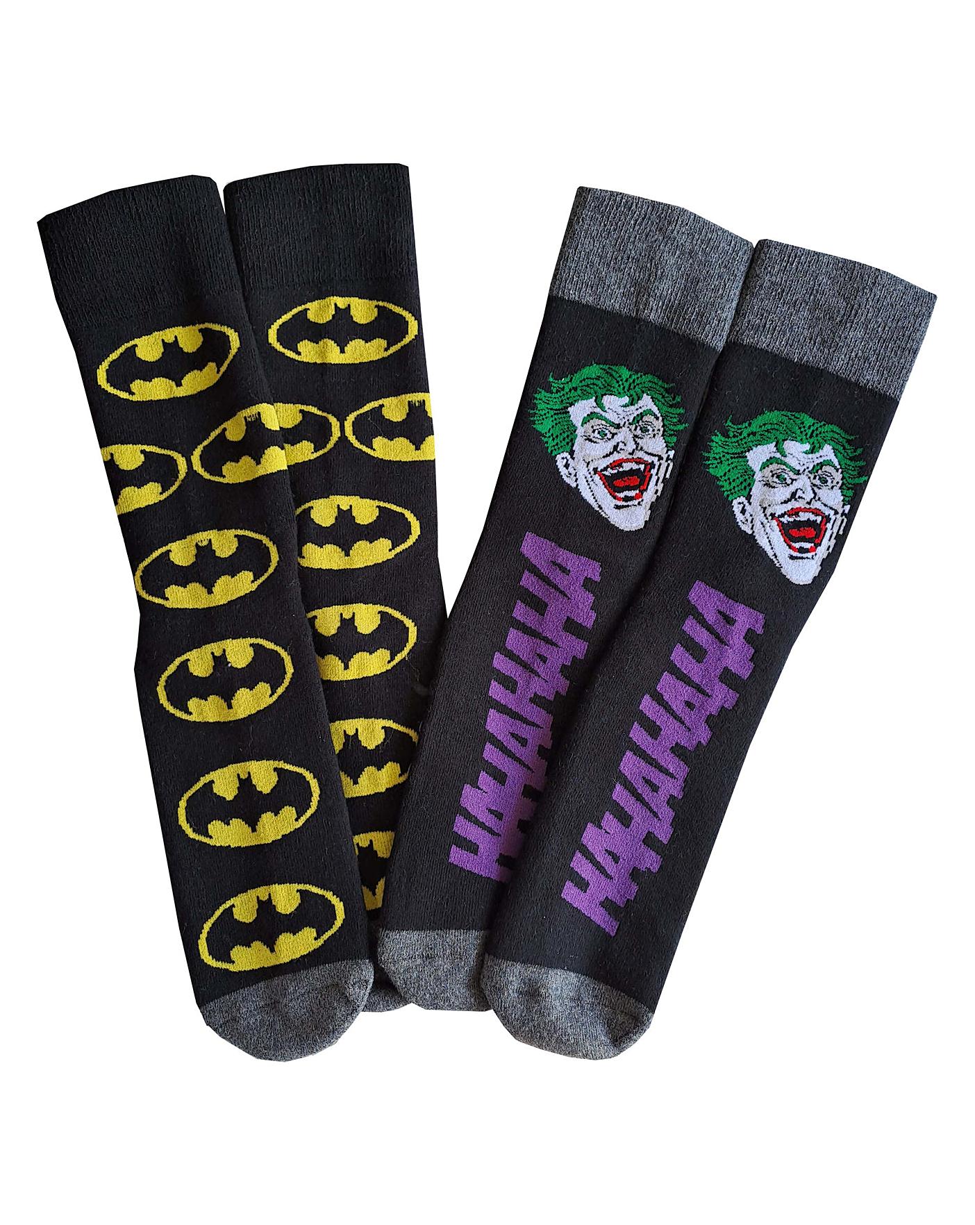 Mens 2pk Batman Joker Slipper Sock Premier Man