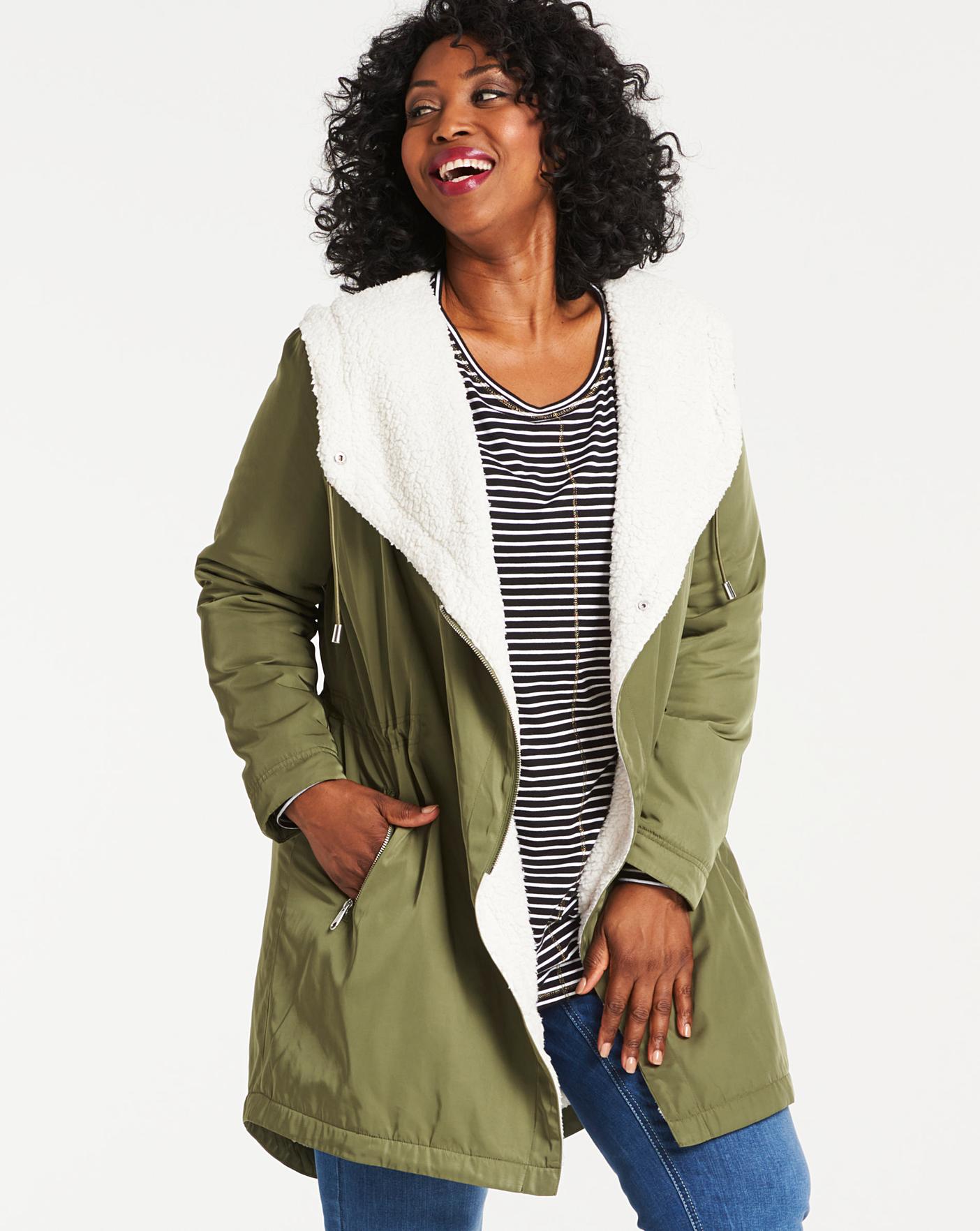 faux shearling lined soft parka