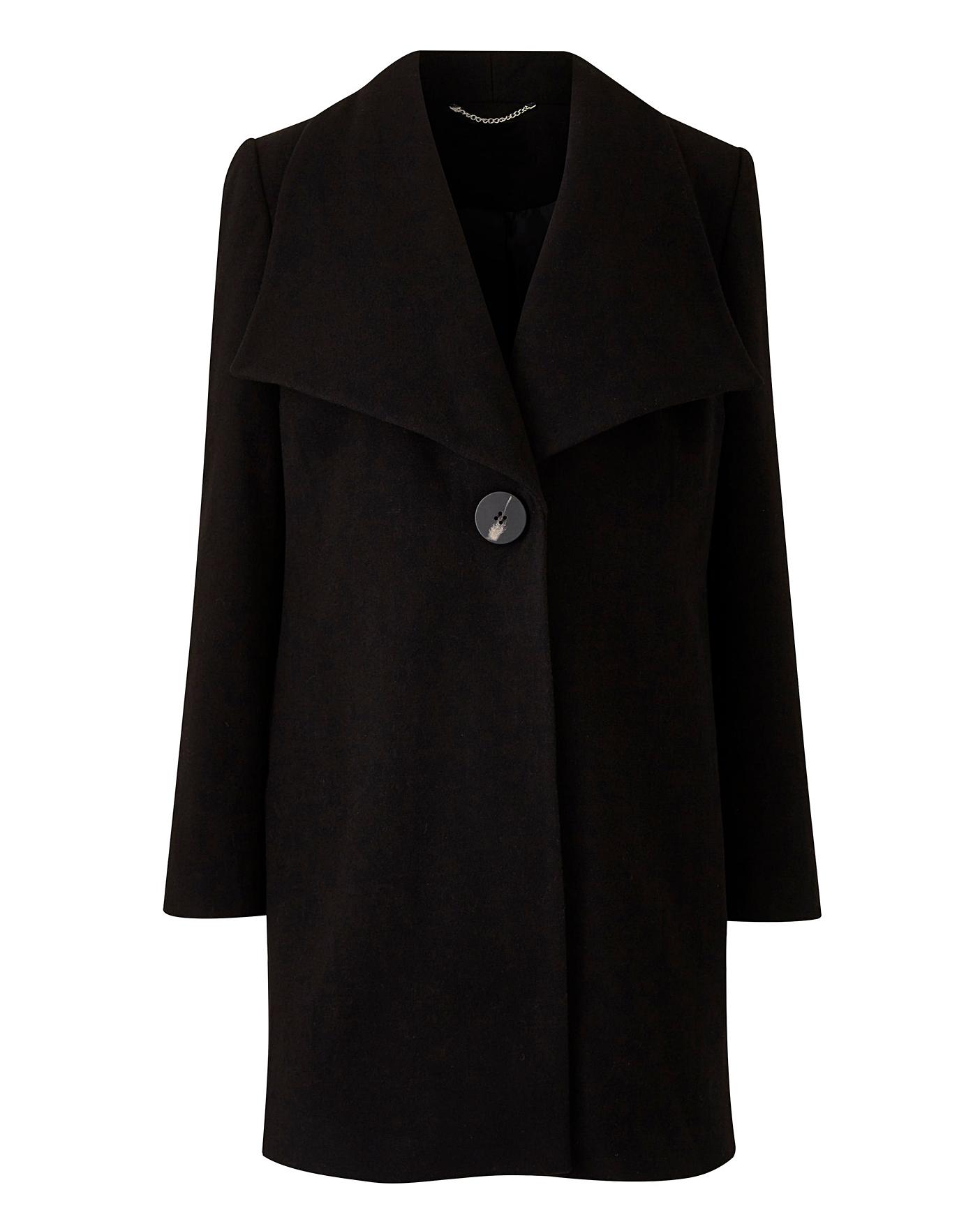Black Large Collar Coat | Simply Be
