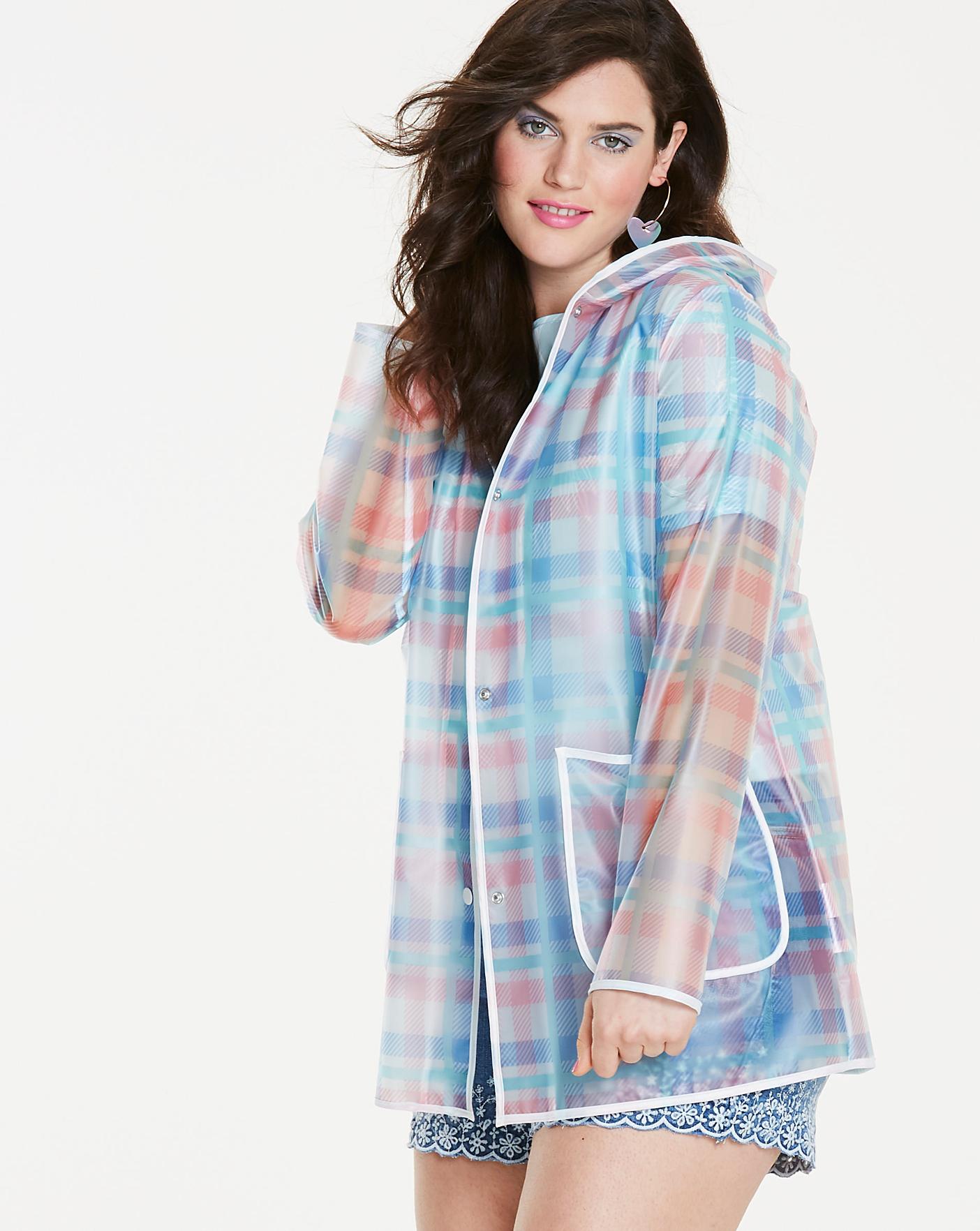 Printed Transparent Rain Jacket Simply Be