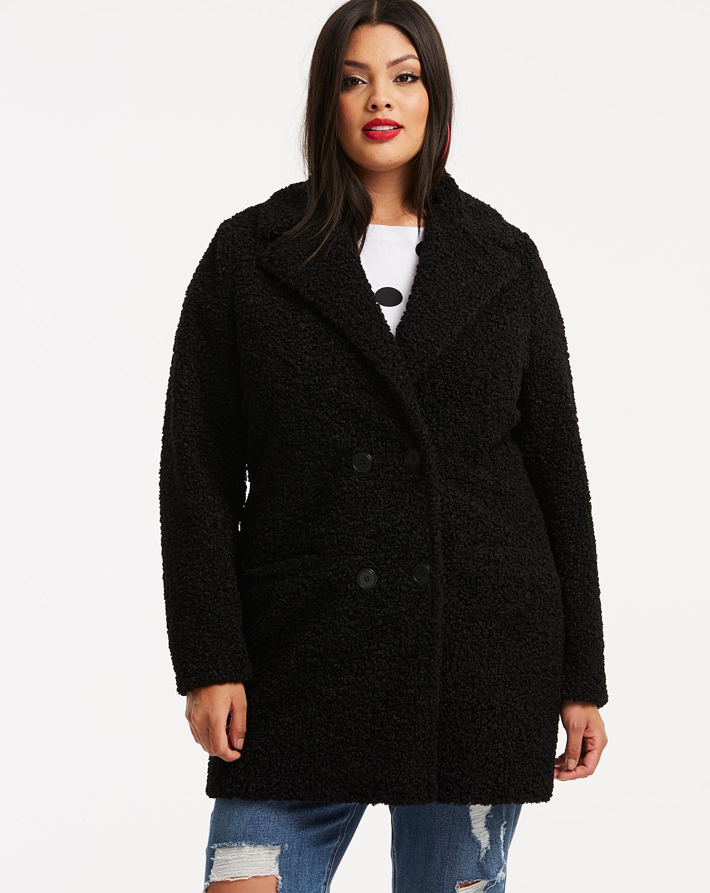 Black Teddy Faux Fur Coat | Simply Be