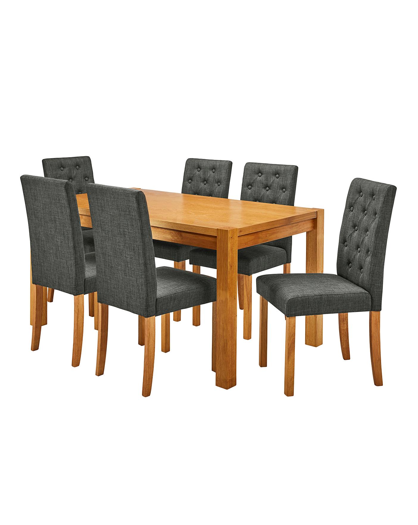 Oakham Table 6 Grace Fabric Chairs Home Essentials