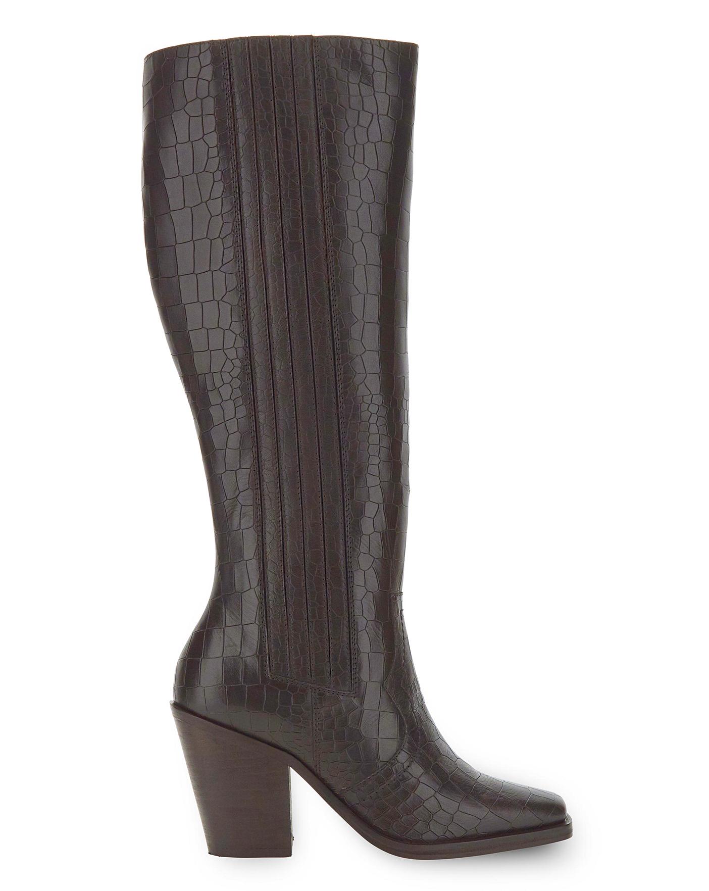 Mock croc shop knee high boots