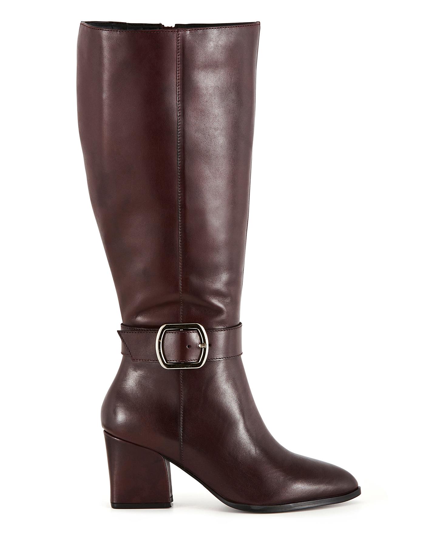 Leather Buckle Boots E Fit Curvy Calf 