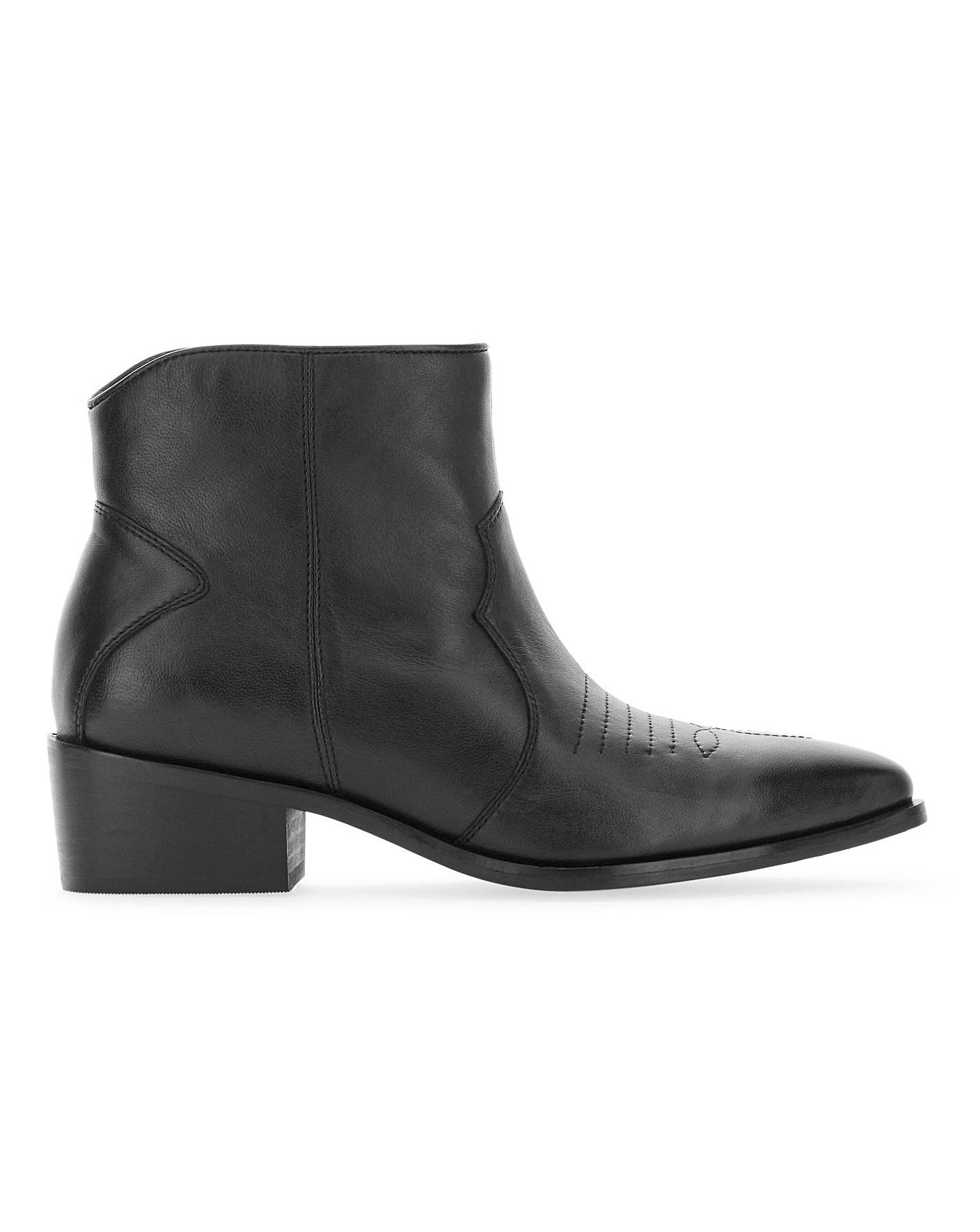 Leather Western Ankle Boots E Fit | J D Williams