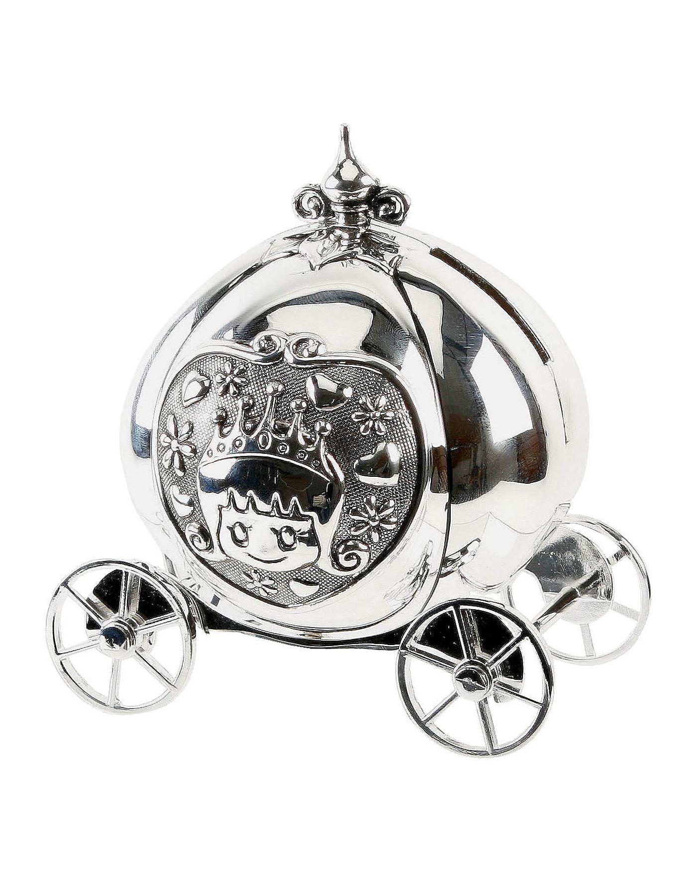 Bambino Silver Plated Coach Money Box Home Essentials