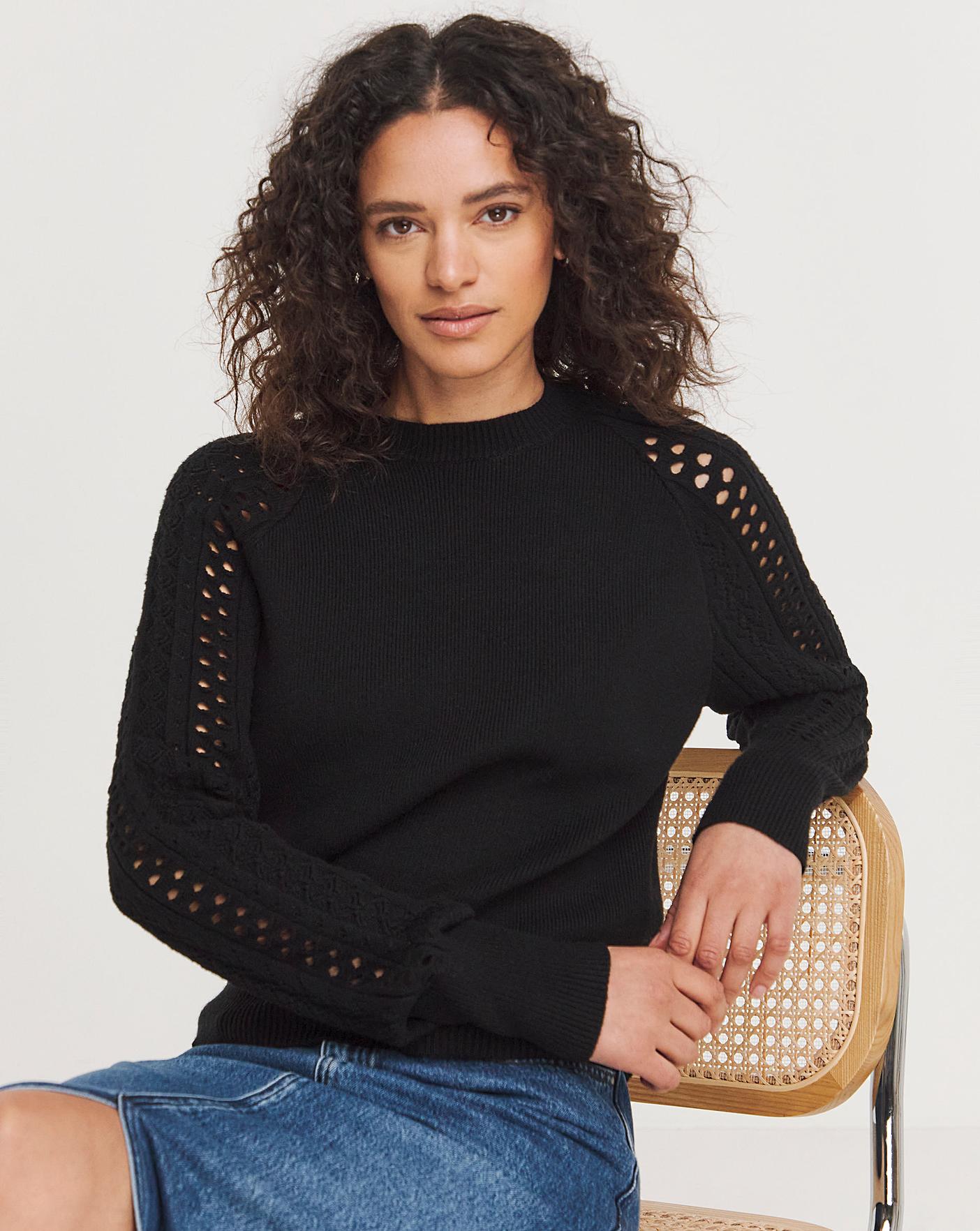 Pointelle Sleeve Crew Neck Jumper | J D Williams