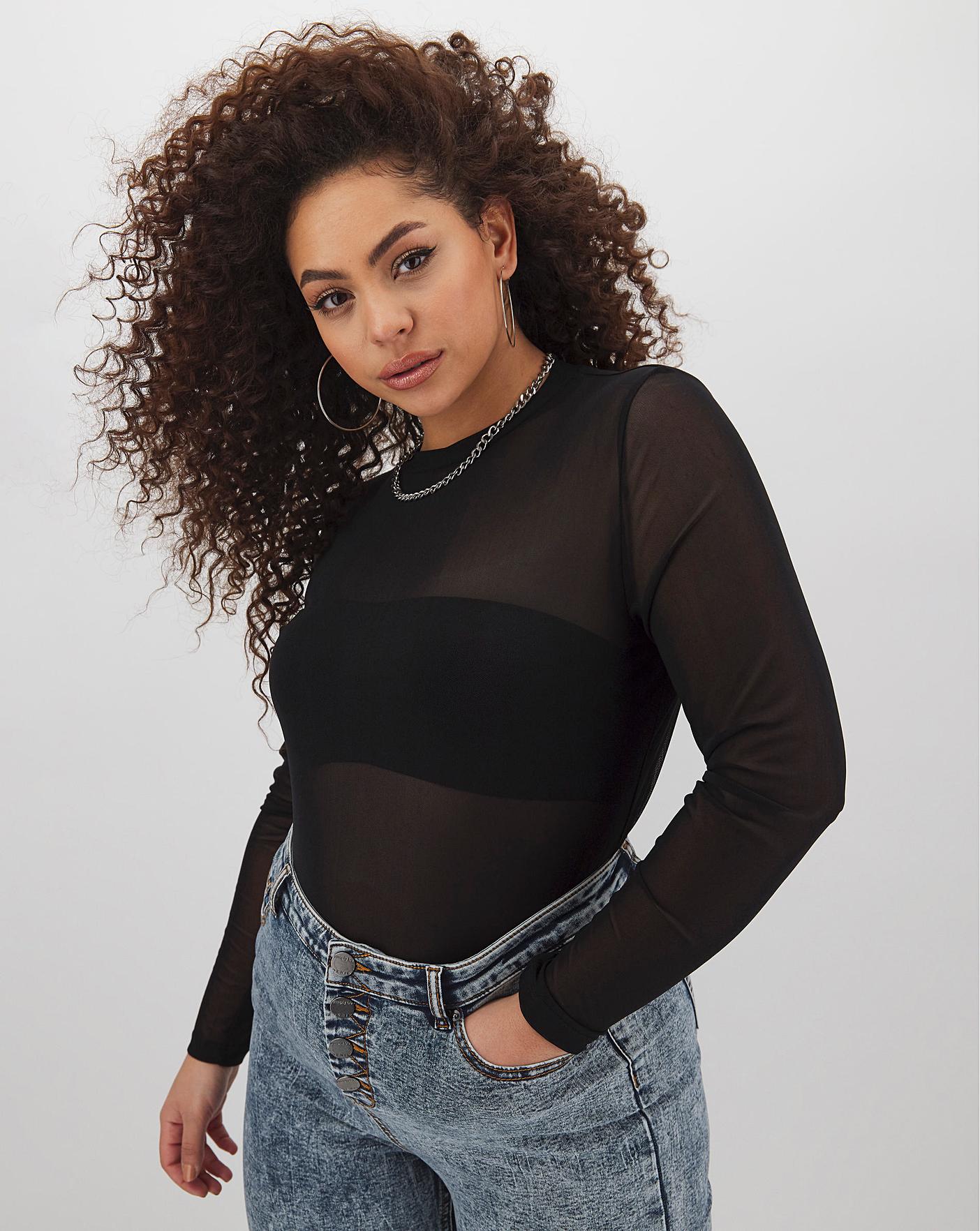 black mesh long sleeve