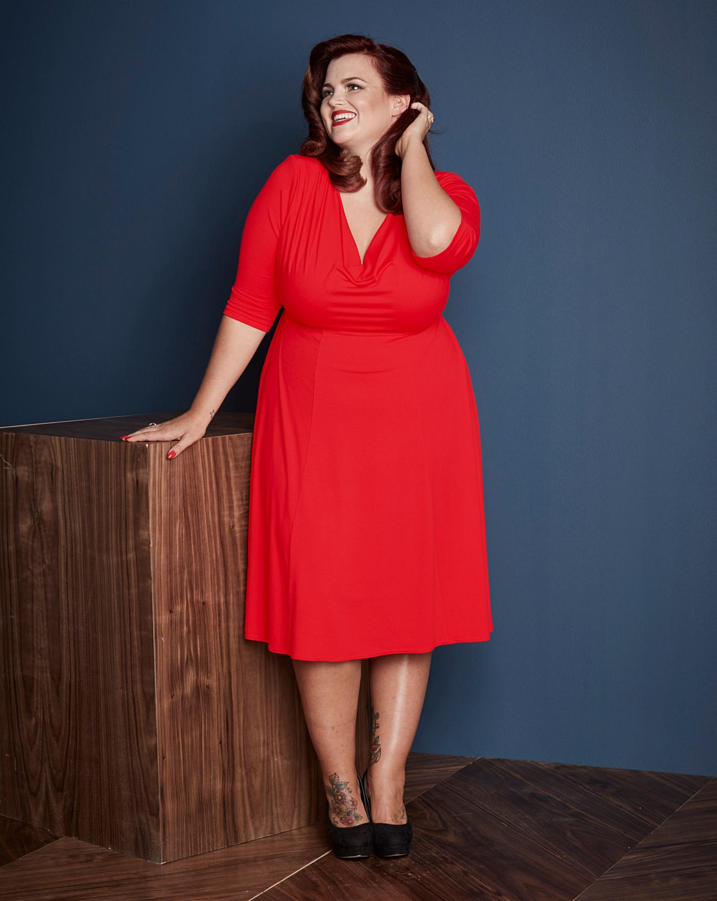 cowl neck jersey dress