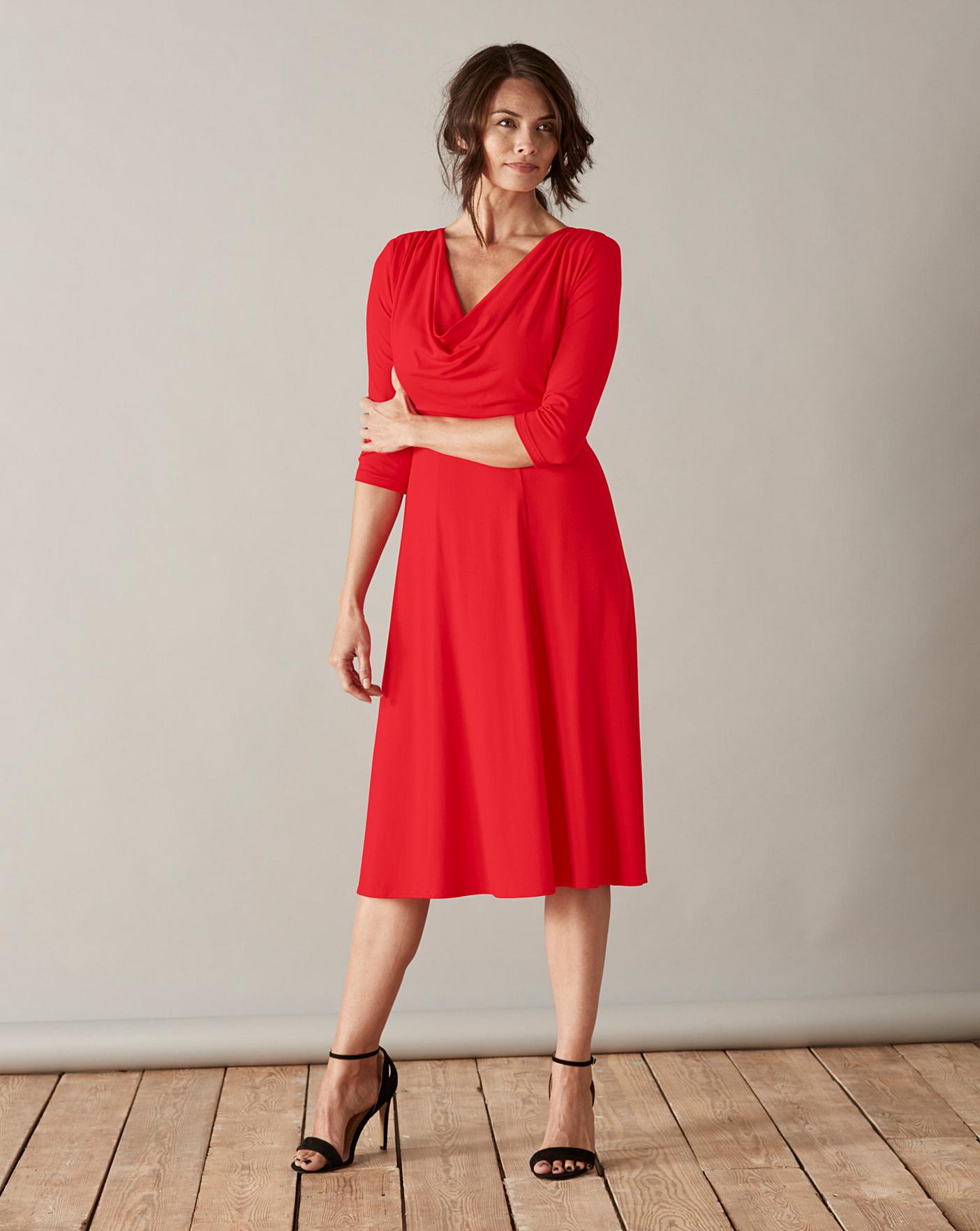 cowl neck jersey dress