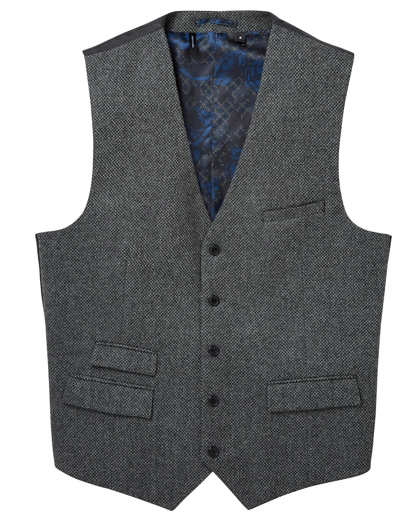 Black Label Pattern Tweed Waistcoat | Premier Man