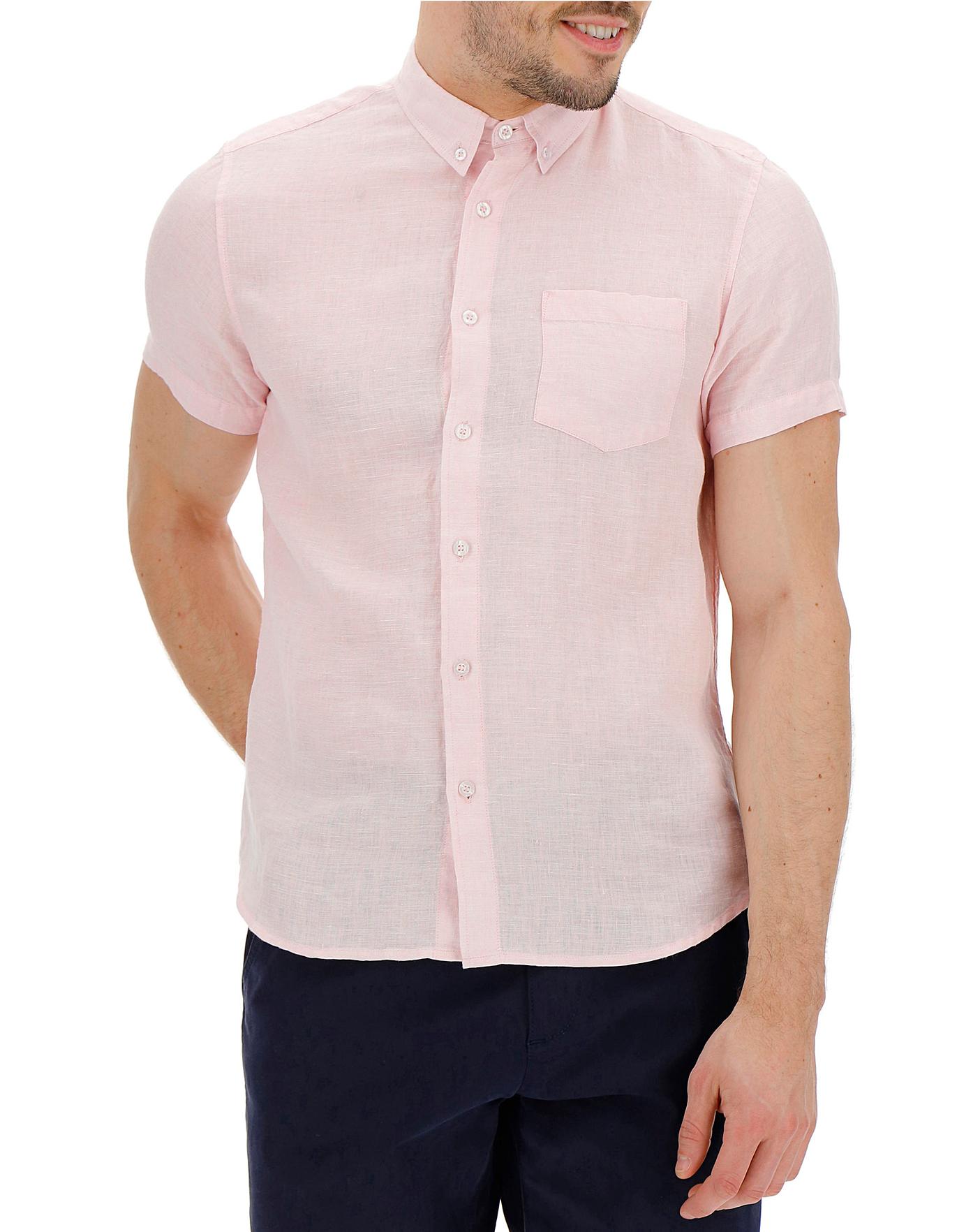 Short Sleeve Plain Linen Shirt | Jacamo